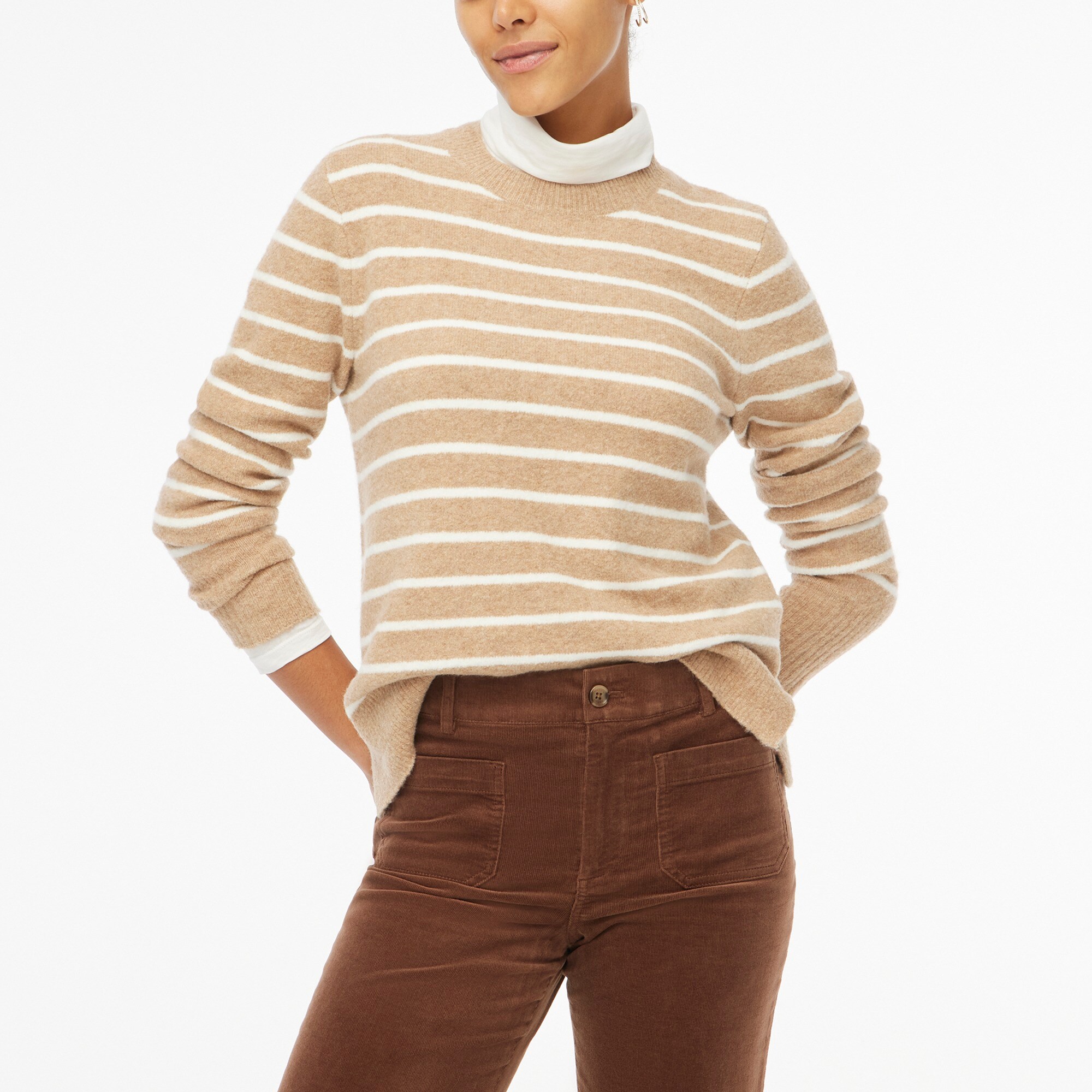 Striped crewneck sweater in extra-soft yarn