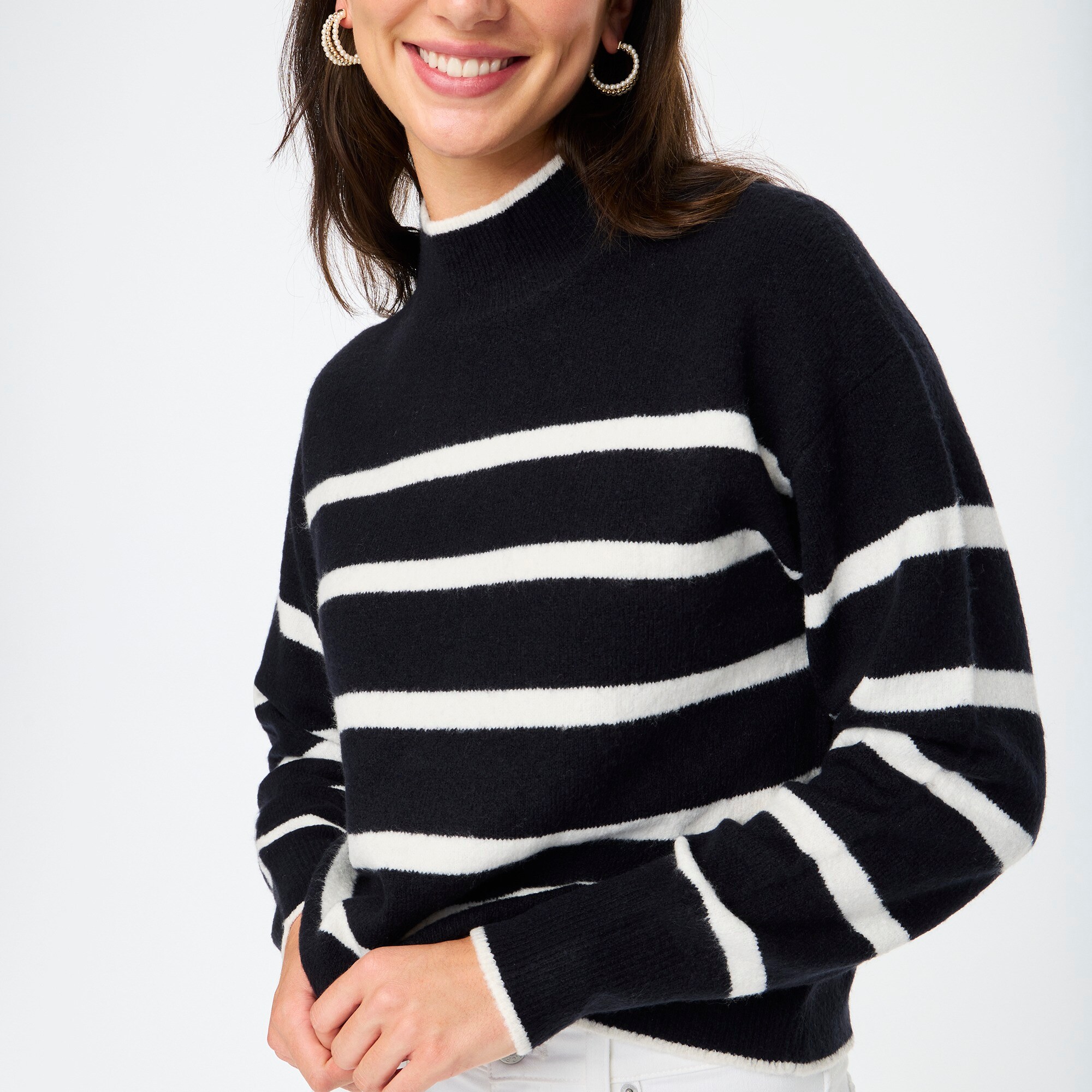 factory: mockneck sweater in extra-soft yarn for women