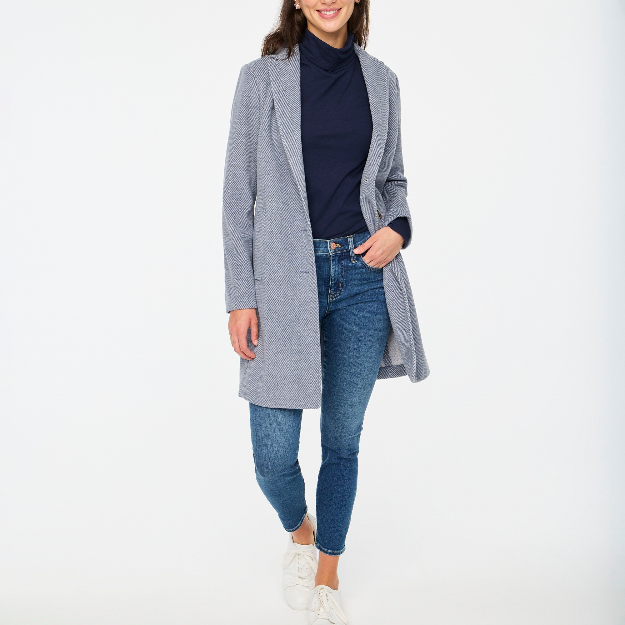 Factory Herringbone Topcoat For Women