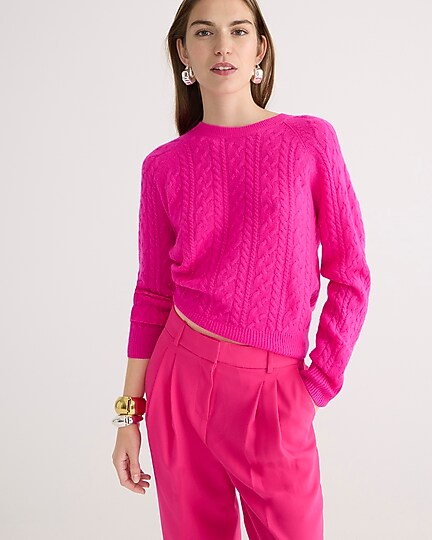 J.Crew: Cashmere Cropped Cable-knit Crewneck Sweater For Women