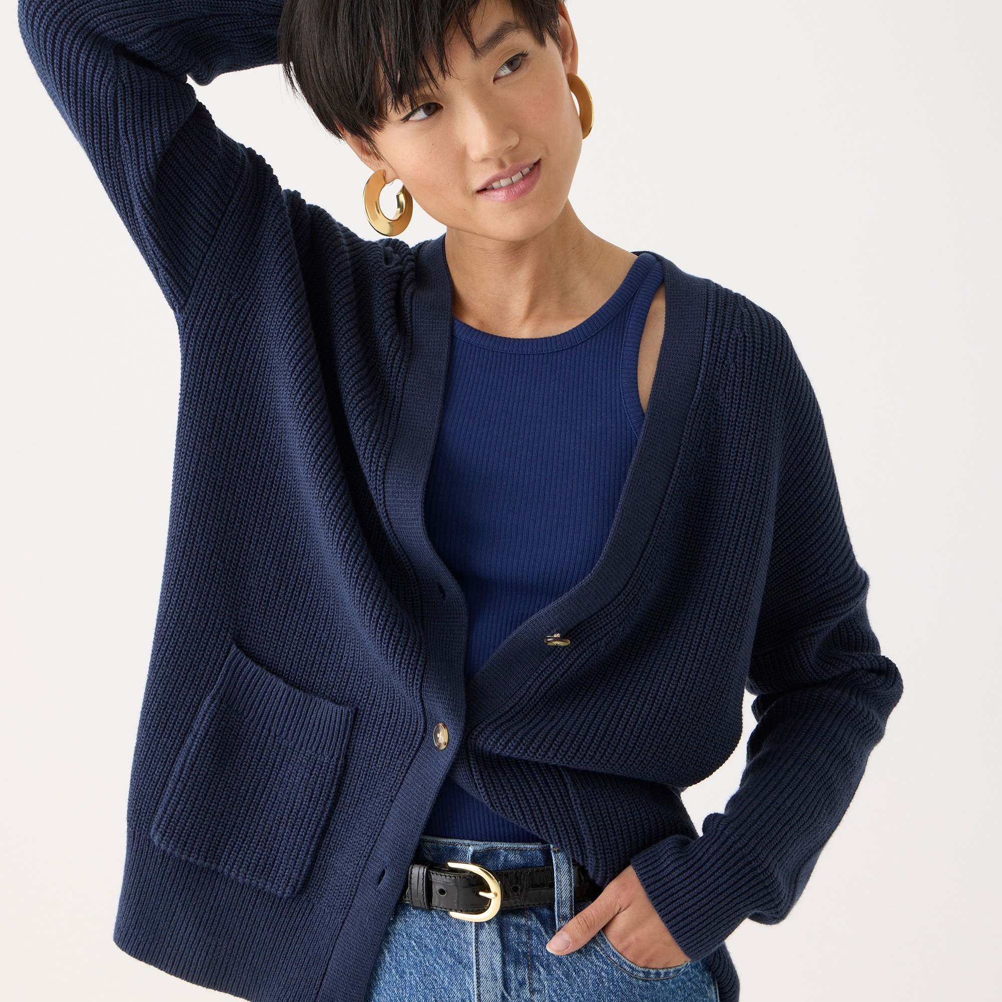 j.crew: v-neck cotton-blend cardigan sweater for women