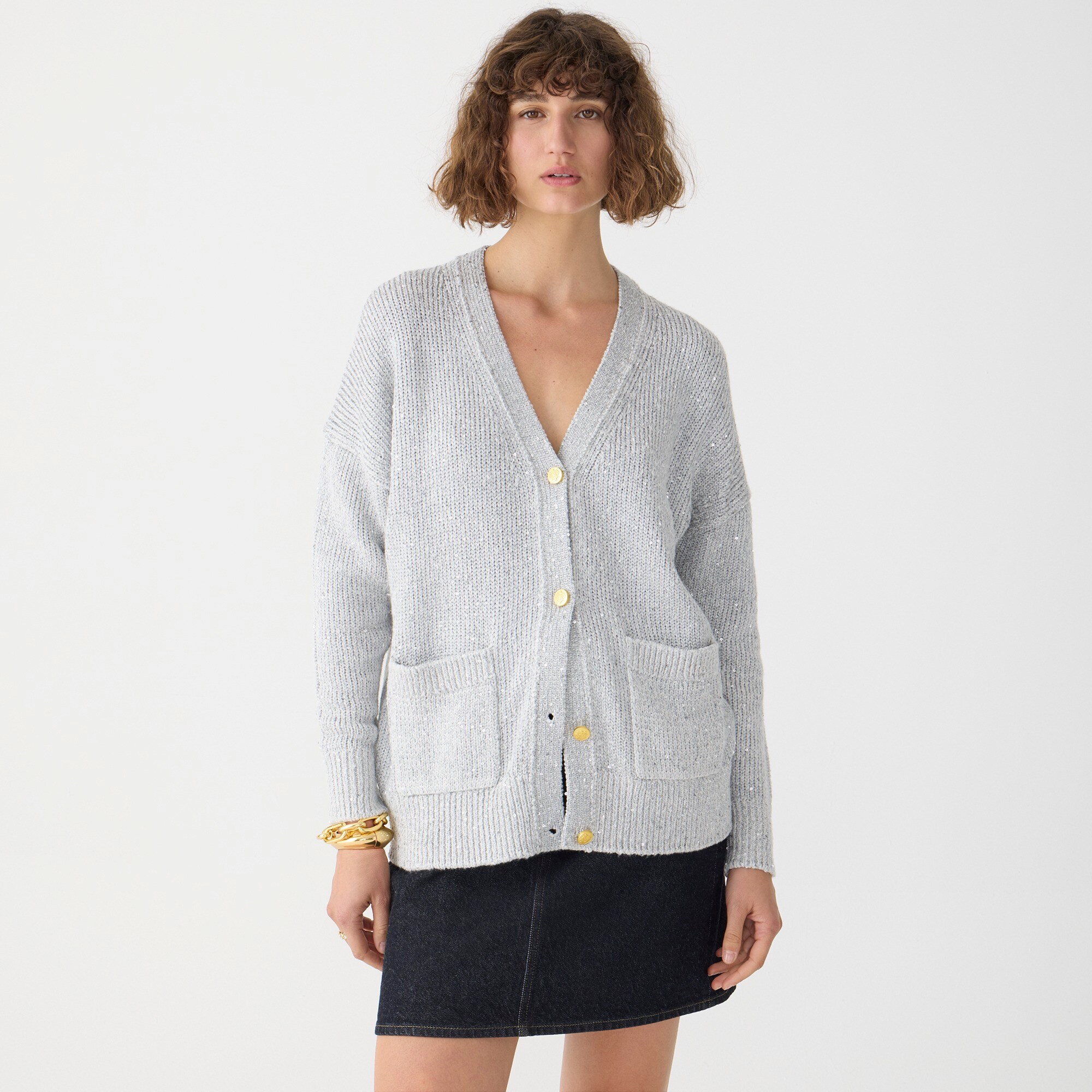 J.Crew Sequin Vneck Cardigan Sweater For Women