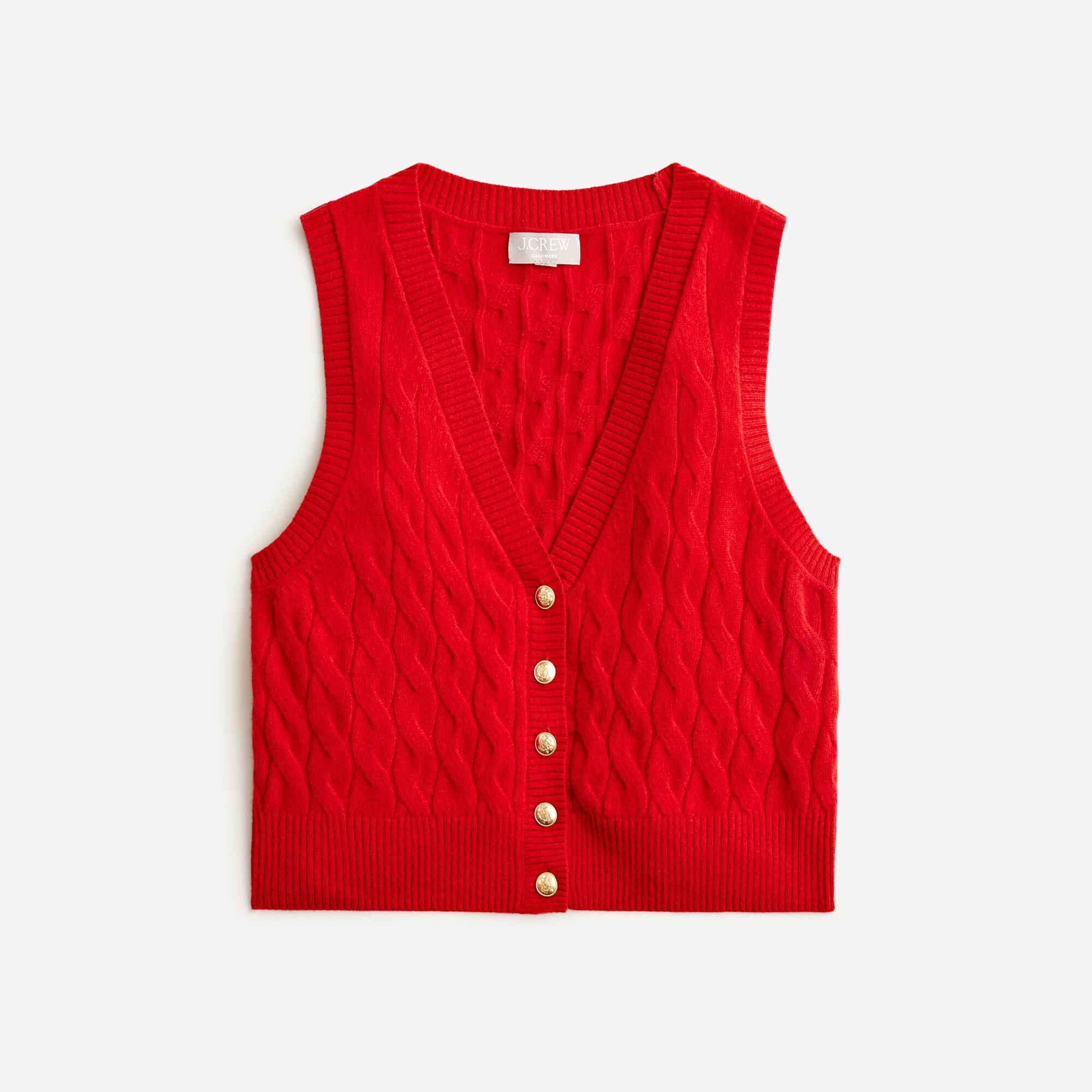 Cashmere cropped cable-knit sweater-vest