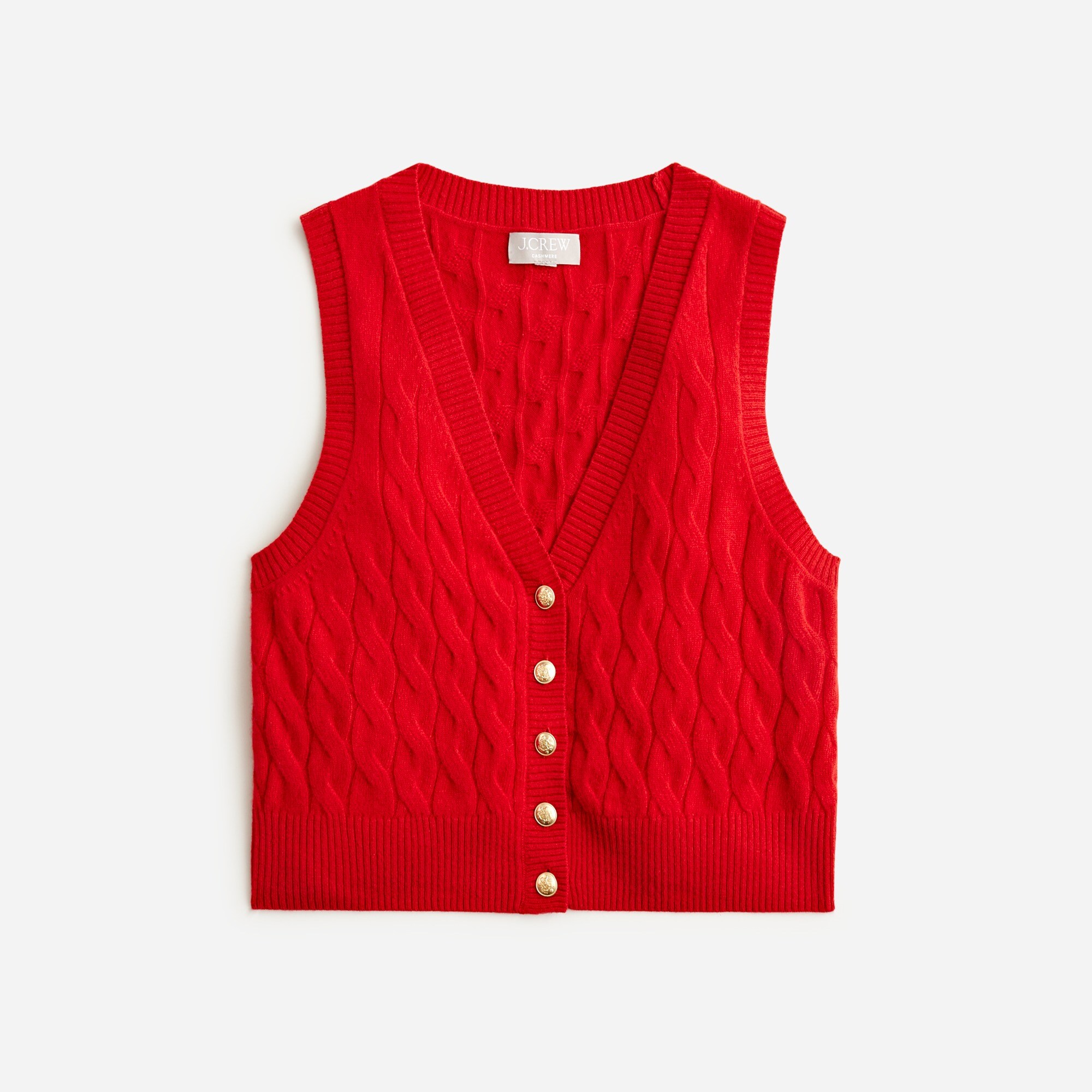 J.Crew: Cashmere Cropped Cable-knit Sweater-vest For Women