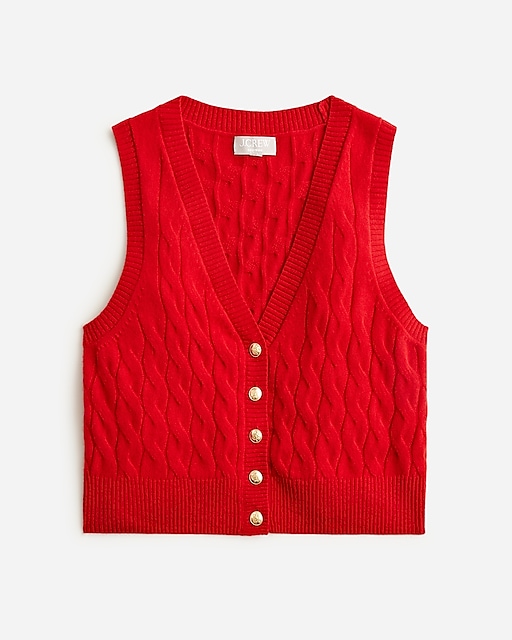  Cashmere cropped cable-knit sweater-vest