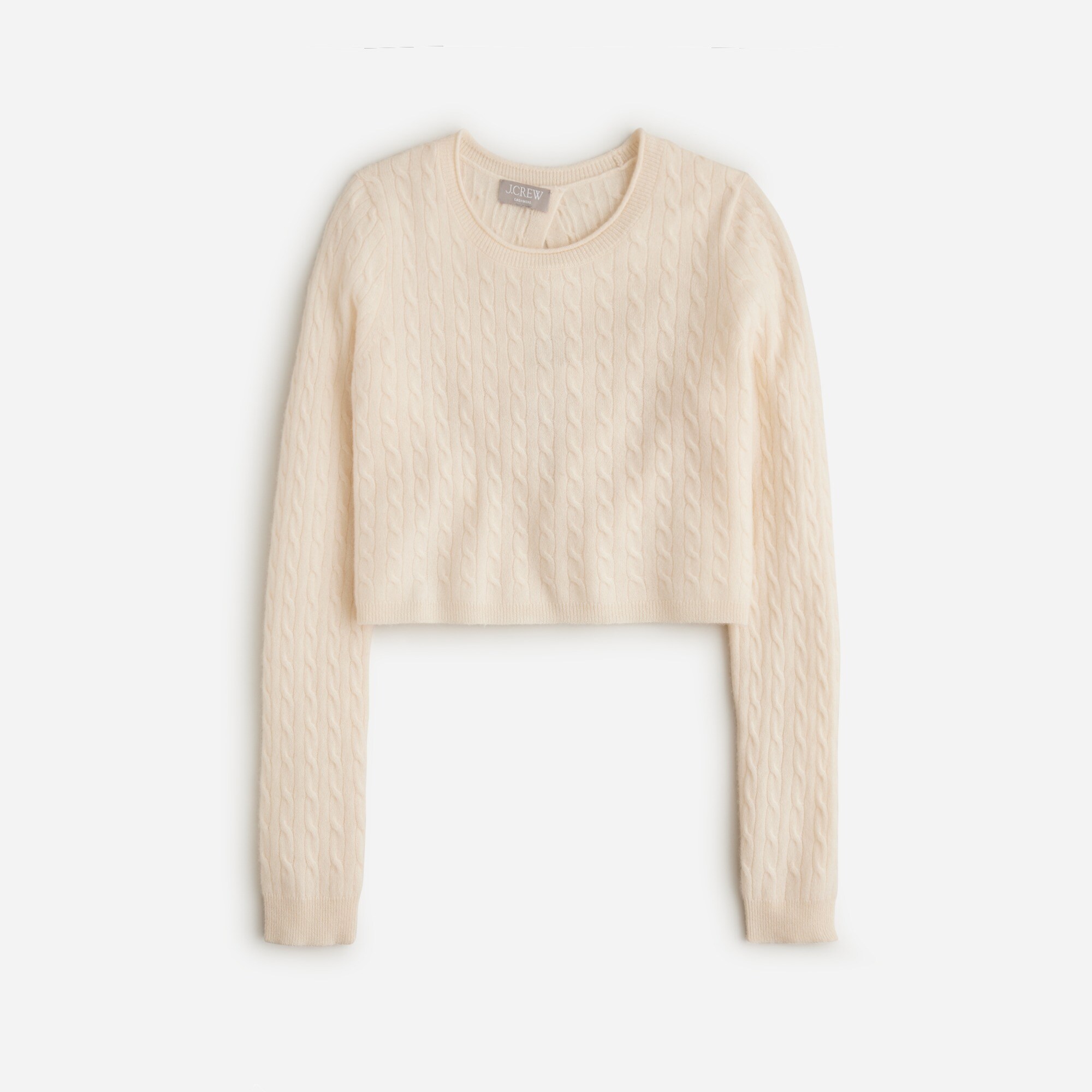  Collection cashmere cable-knit tie-back cropped sweater