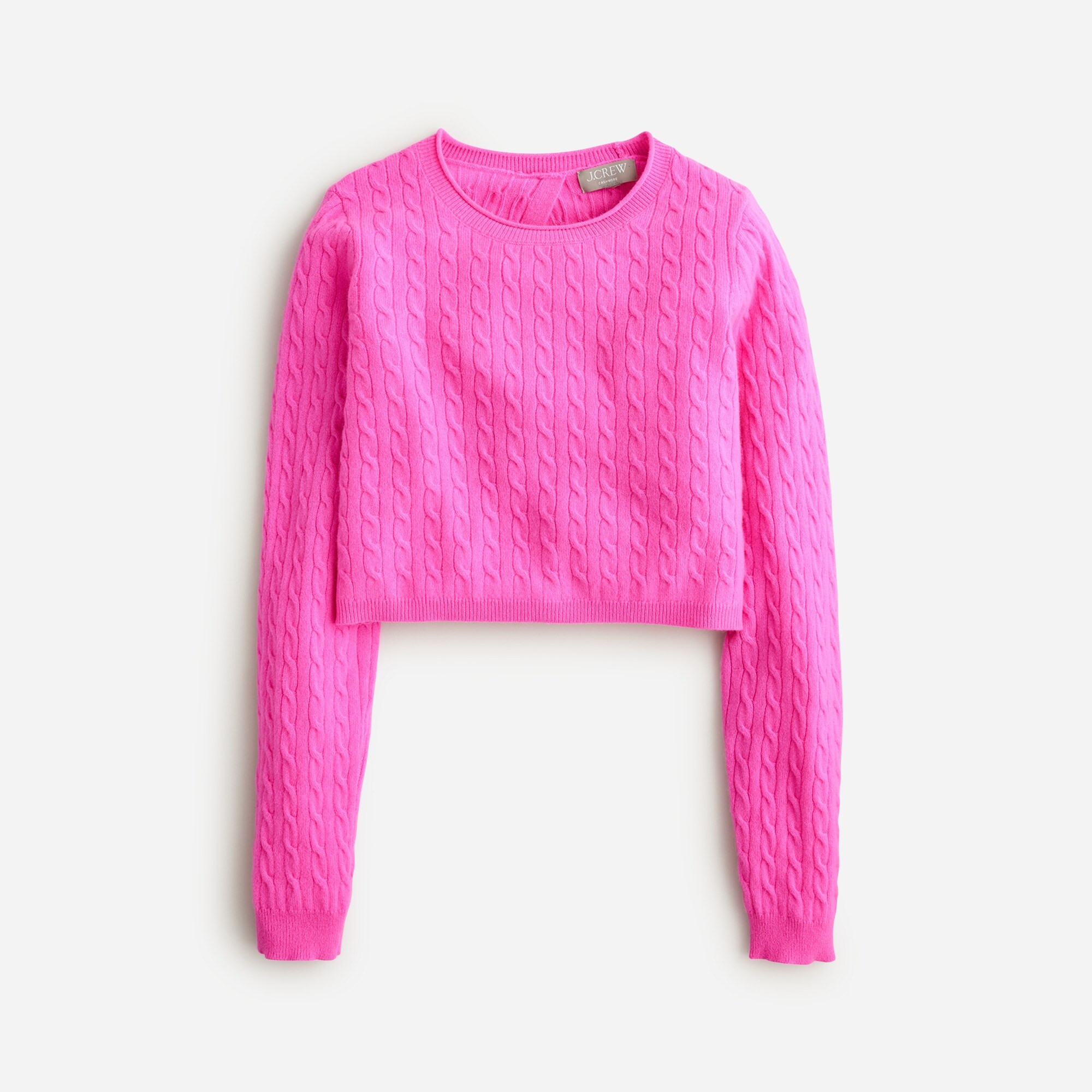  Collection cashmere cable-knit tie-back cropped sweater