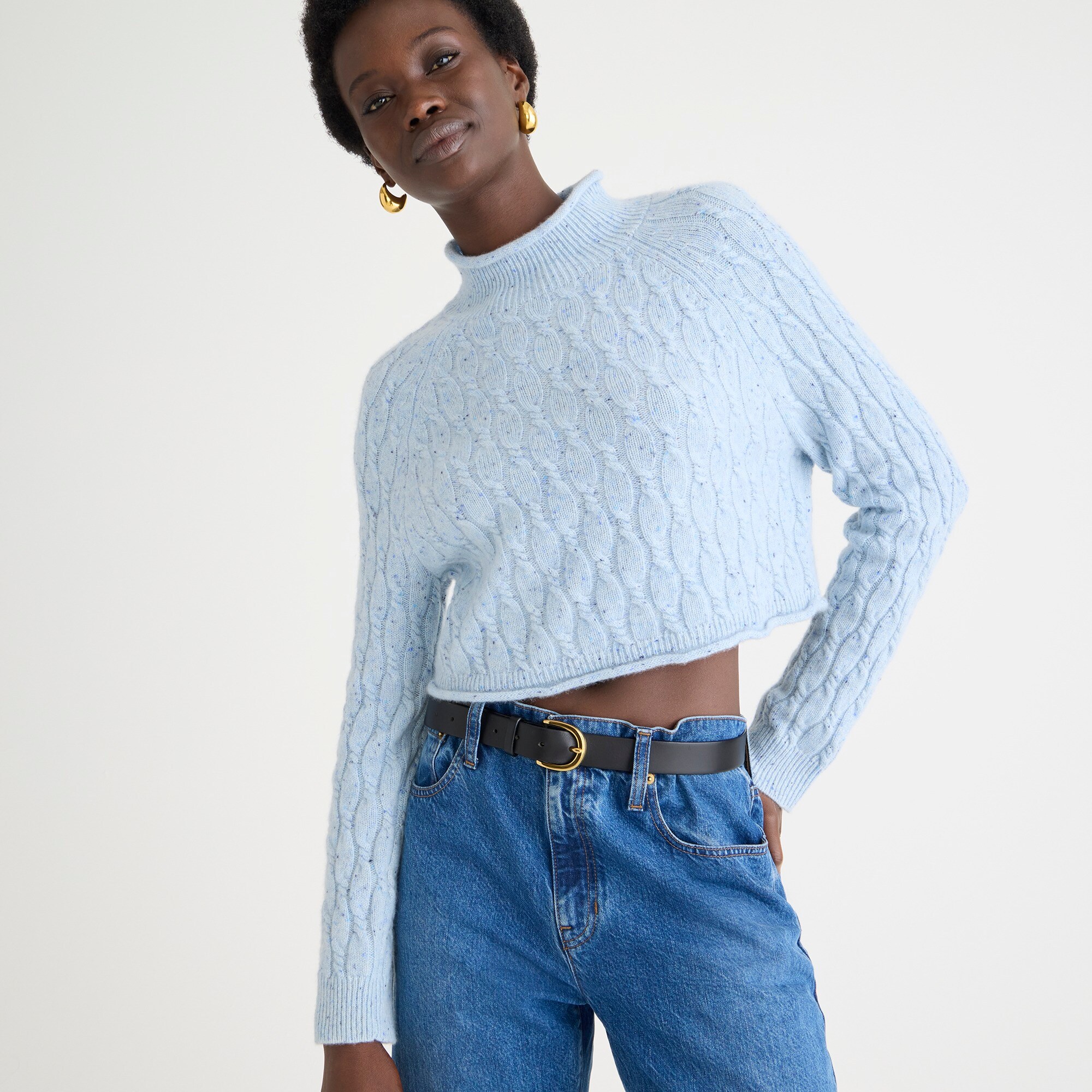 Cashmere Shrunken Cable-knit Rollneck™ Sweater For Women | J.Crew