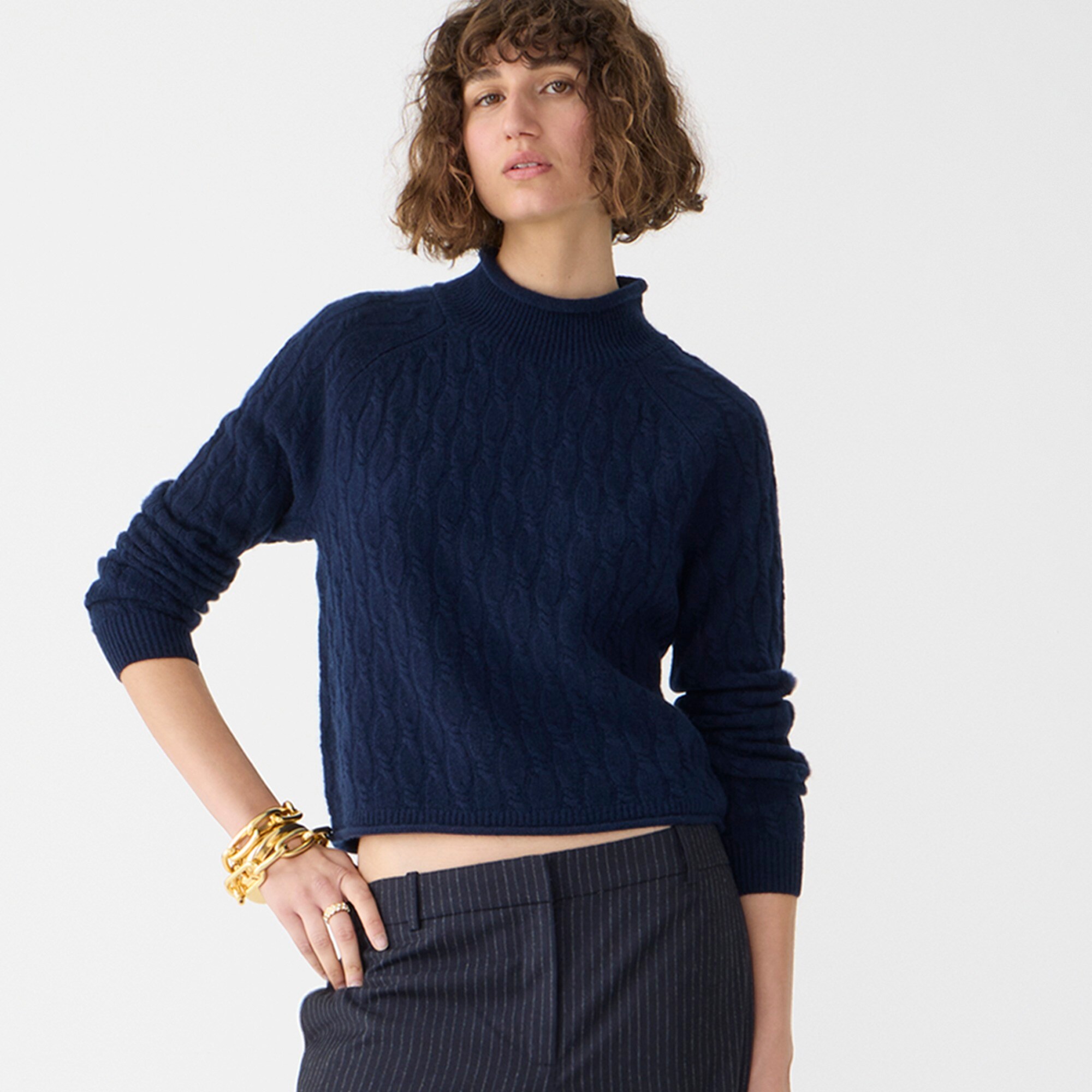 Cashmere shrunken cable-knit Rollneck™ sweater