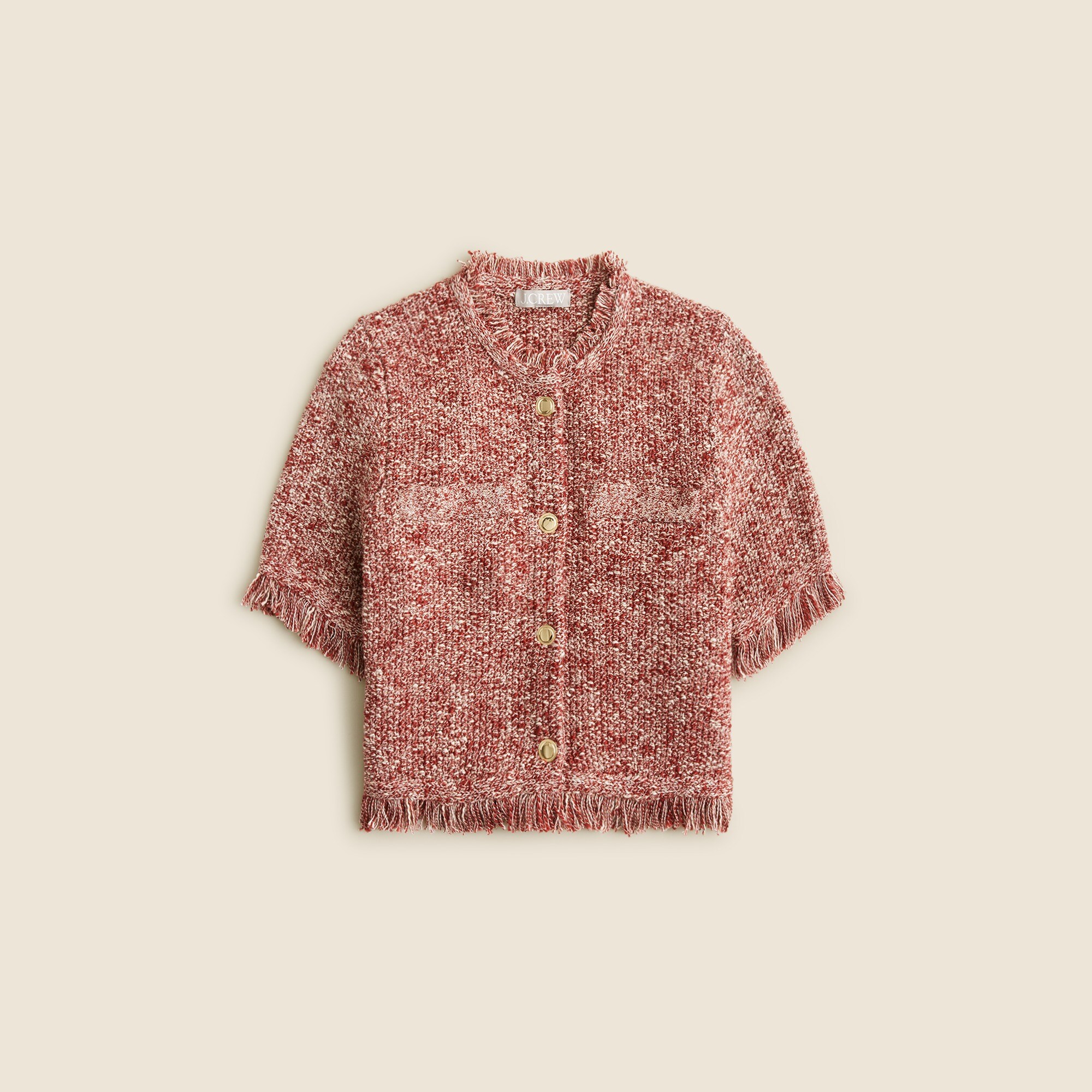 Cropped Fringe-trim Lady Jacket In Marled Yarn For Women | J.Crew