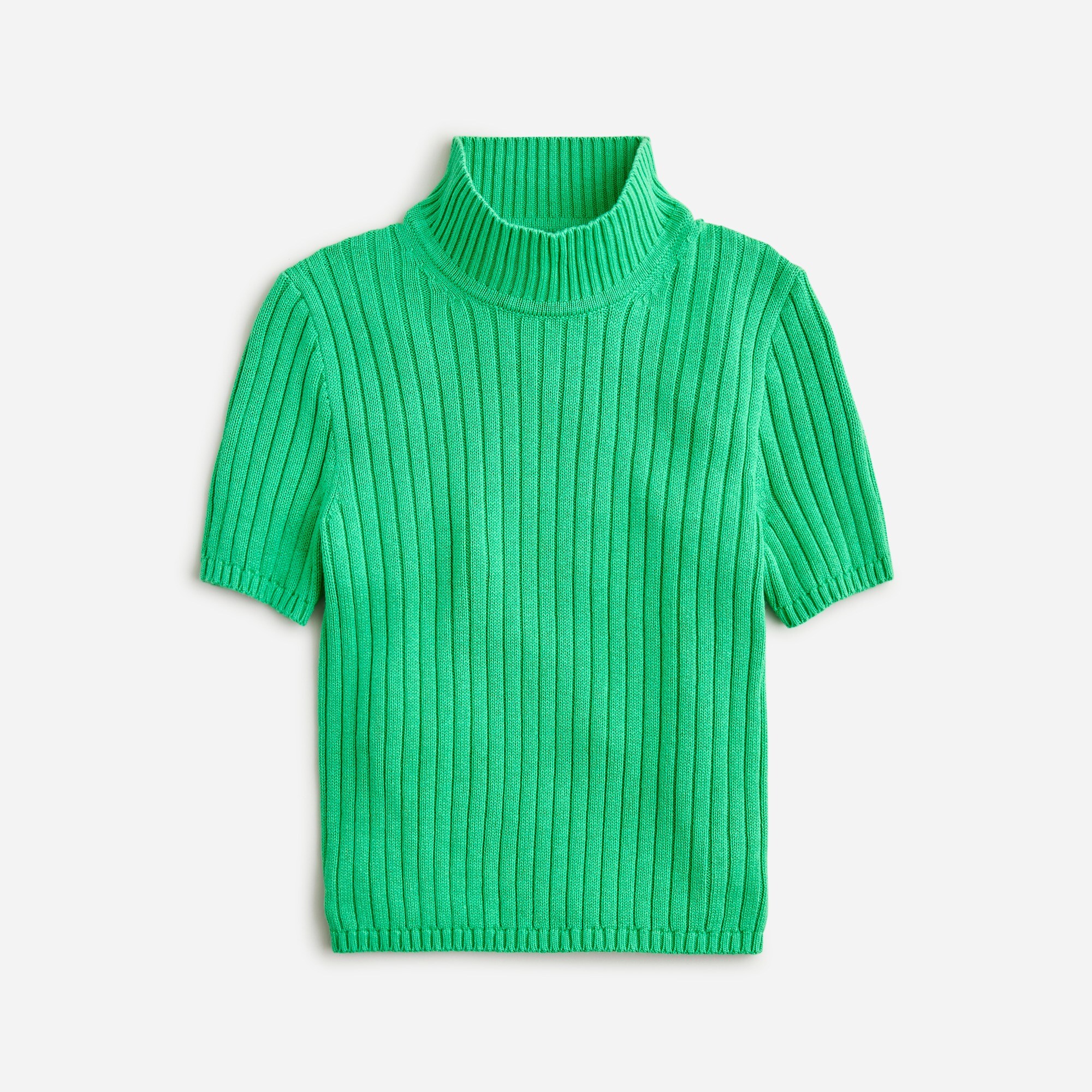 Cotton-blend short-sleeve turtleneck sweater