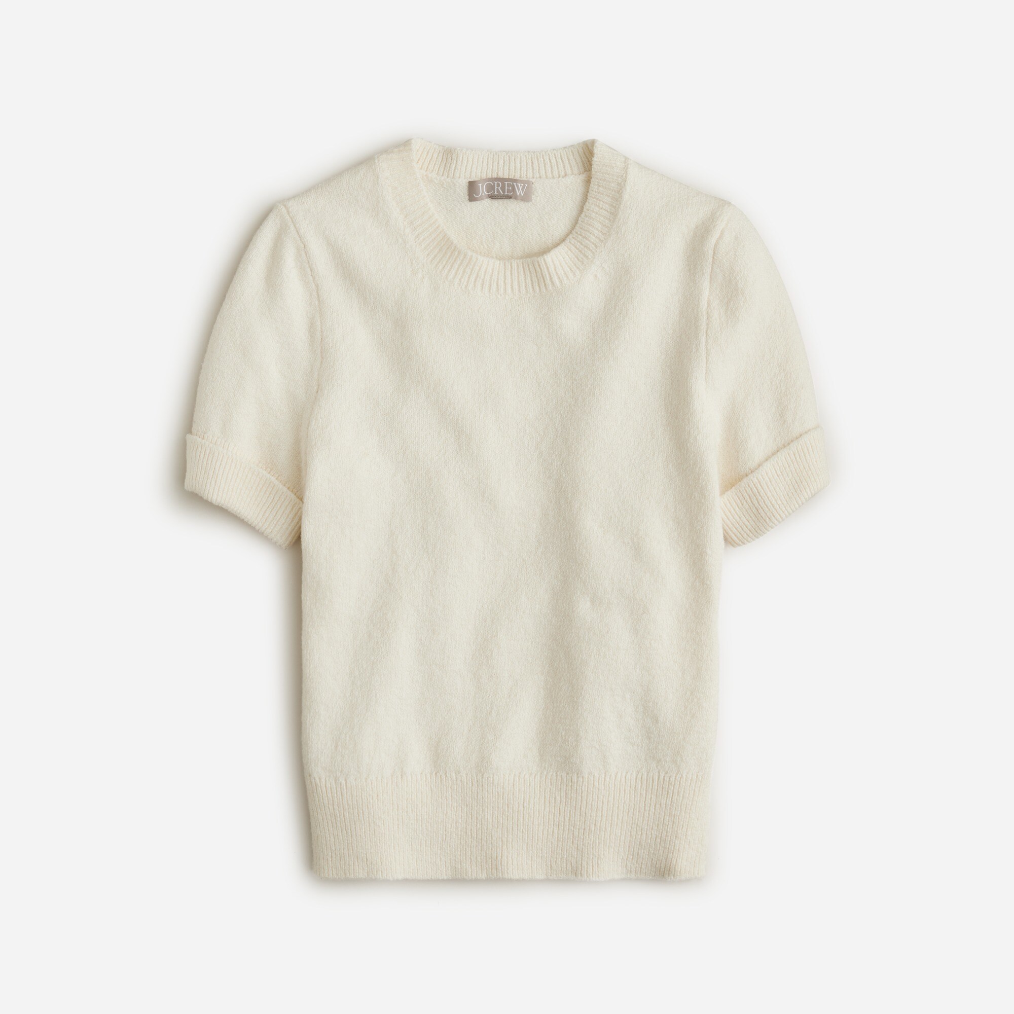 J.Crew Cuff sleeve Cropped Crewneck Sweater In Textured Boucle For Women