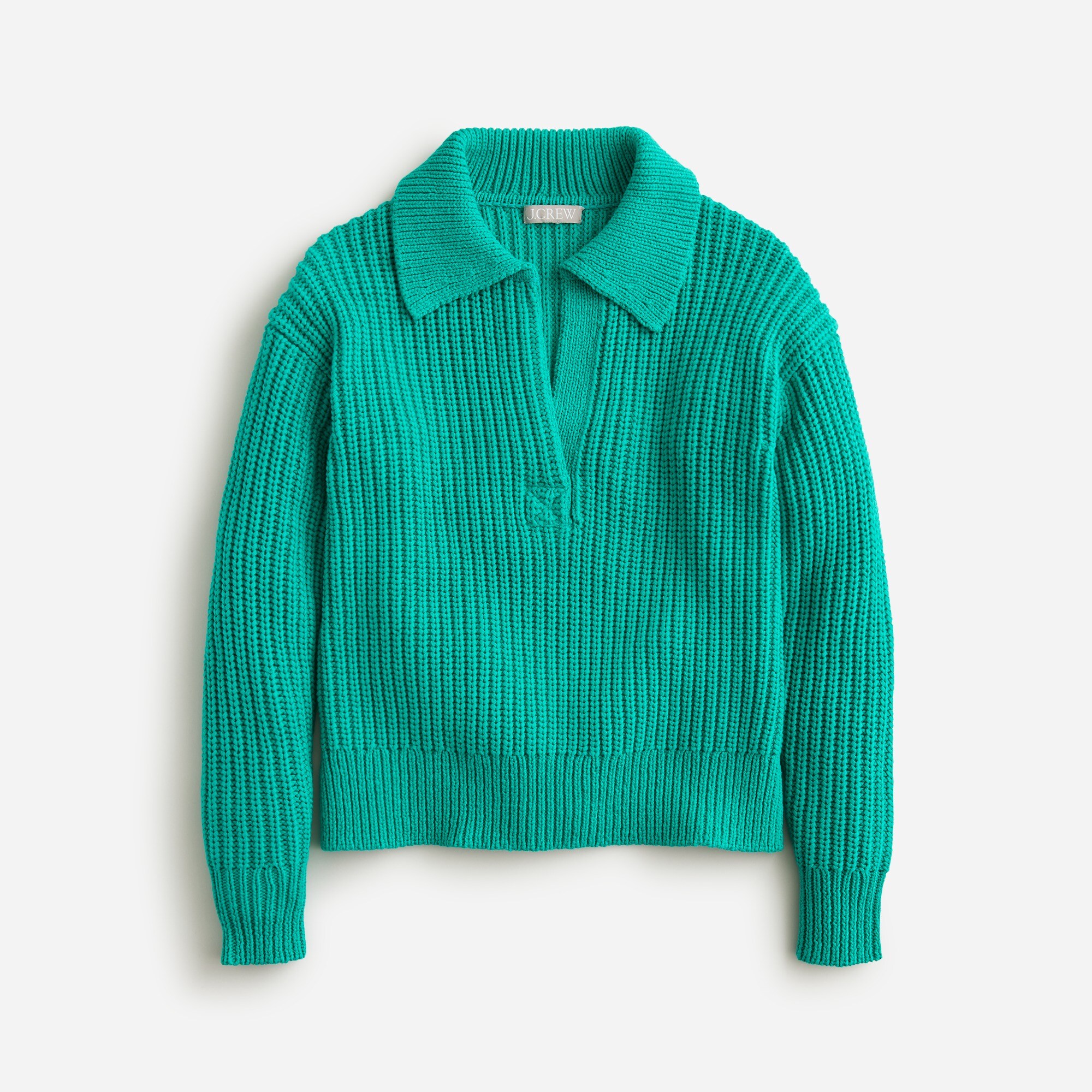 Ribbed cotton johnny-collar sweater-polo