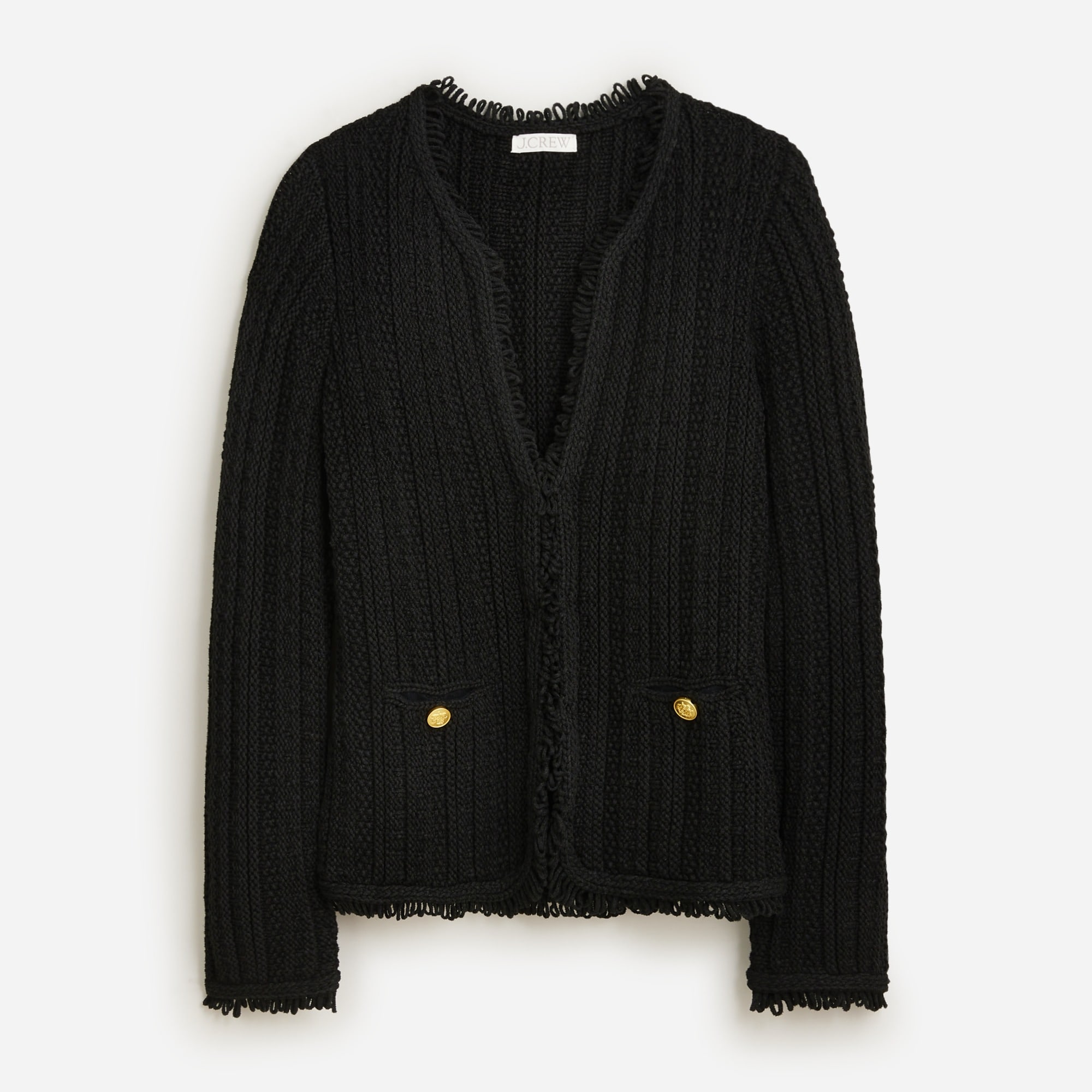 J.Crew: Textured Cable-knit Lady Jacket With Fringe For Women