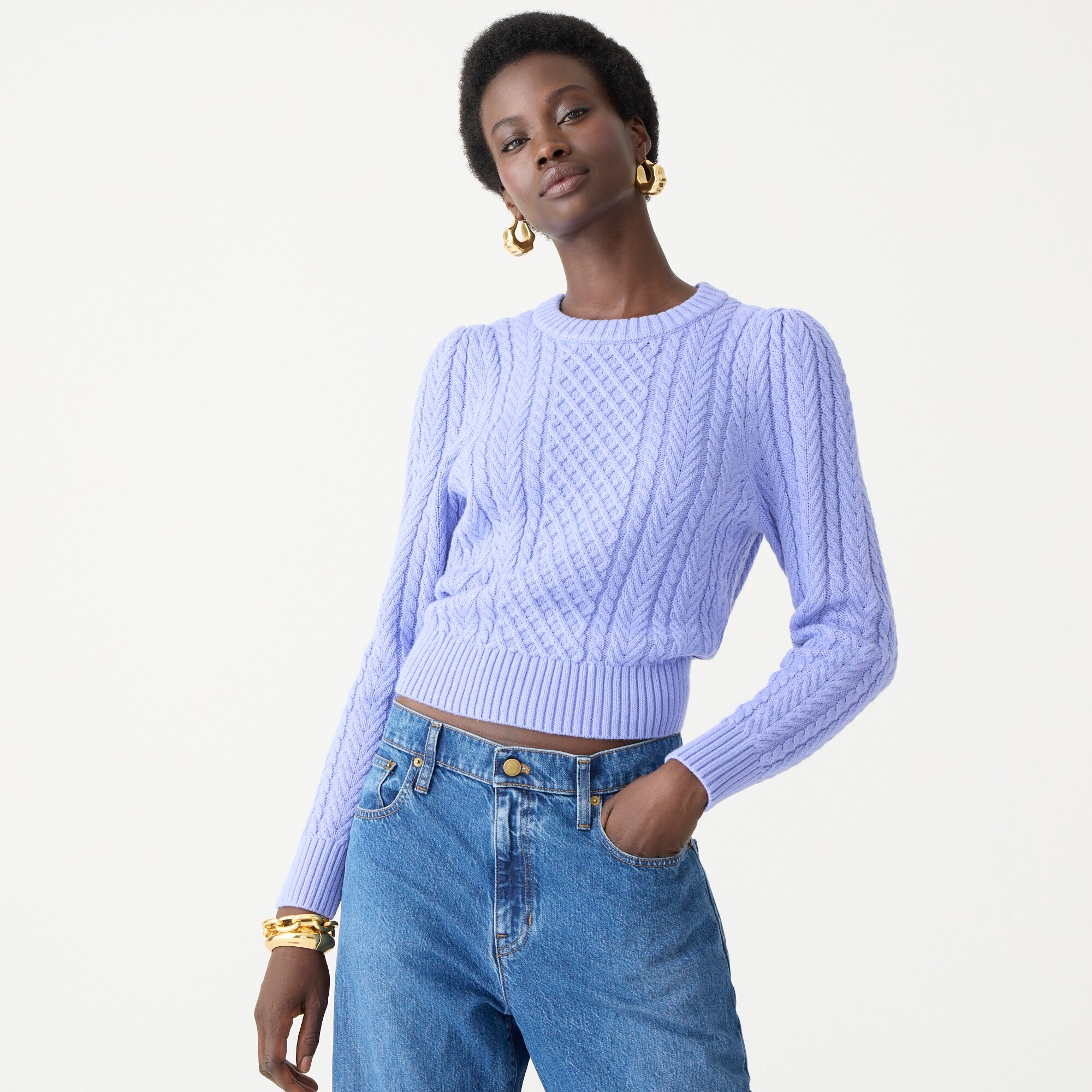amel original puff cable knit tops♡ Cable Knit Jumper With Puff Sleeve - Buy Fashion Wholesale in The UK