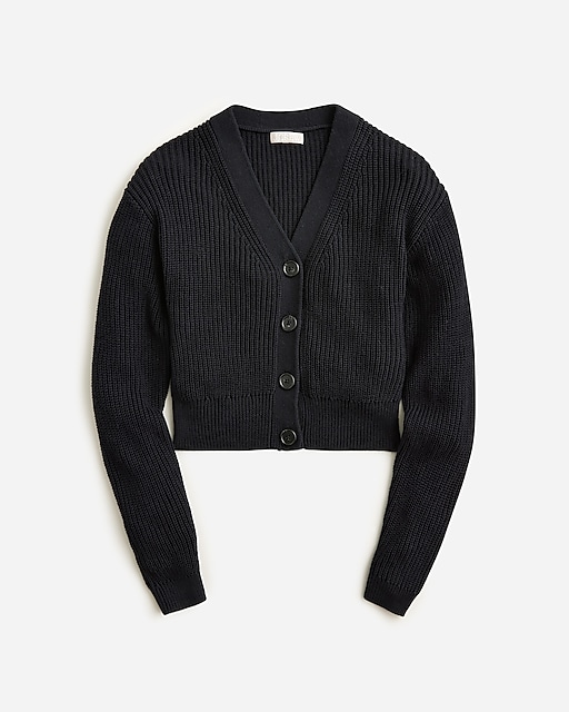  Cotton-blend cropped V-neck cardigan sweater