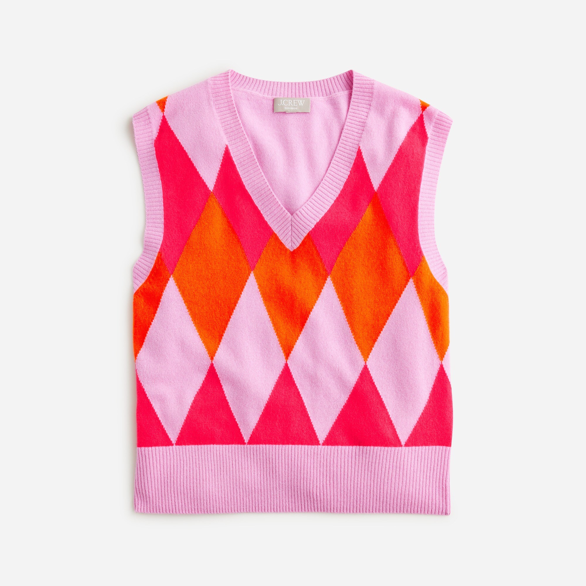 womens Cashmere argyle V-neck sweater-vest