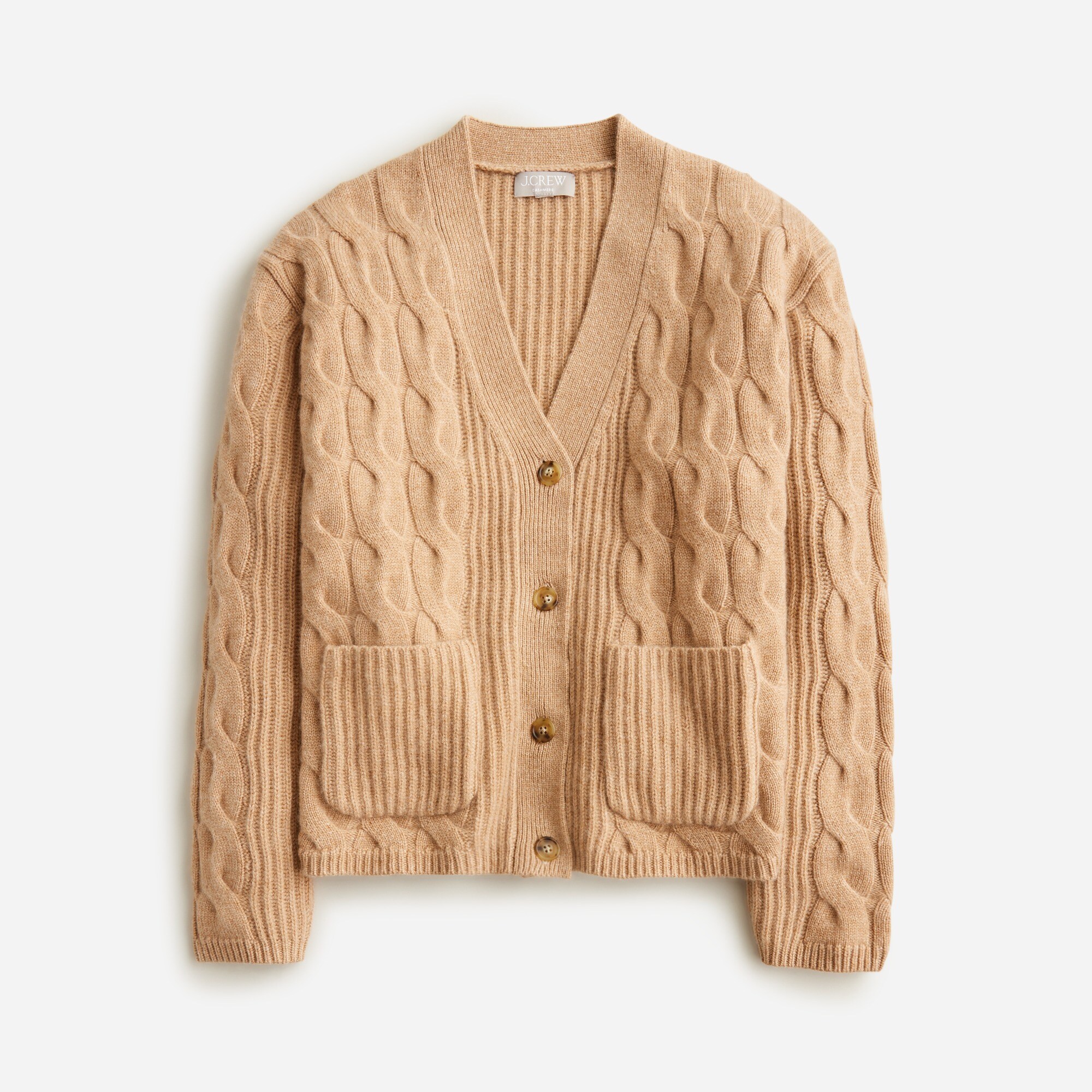 Collection cashmere cable-knit V-neck cardigan sweater