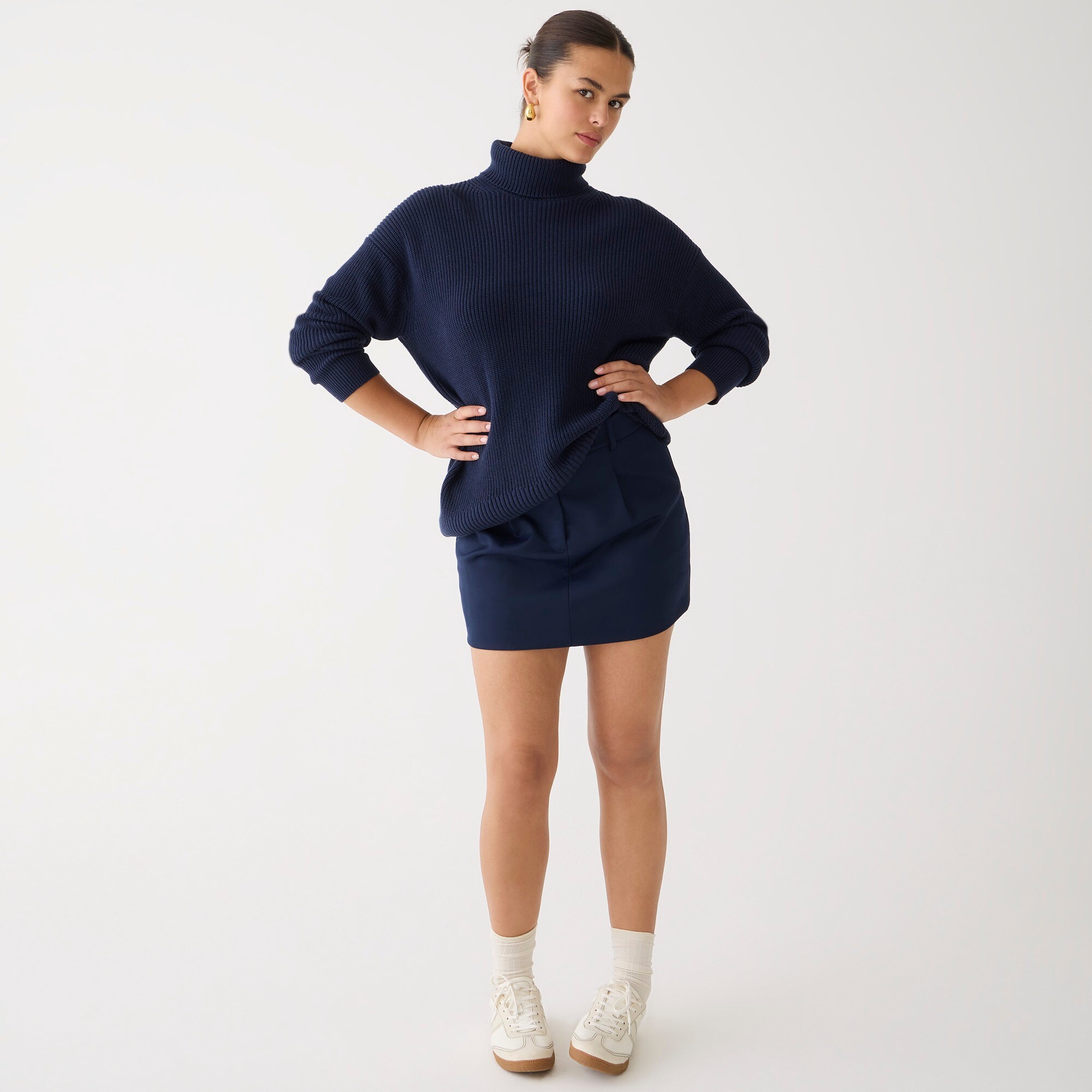 womens Cotton-blend ribbed turtleneck sweater