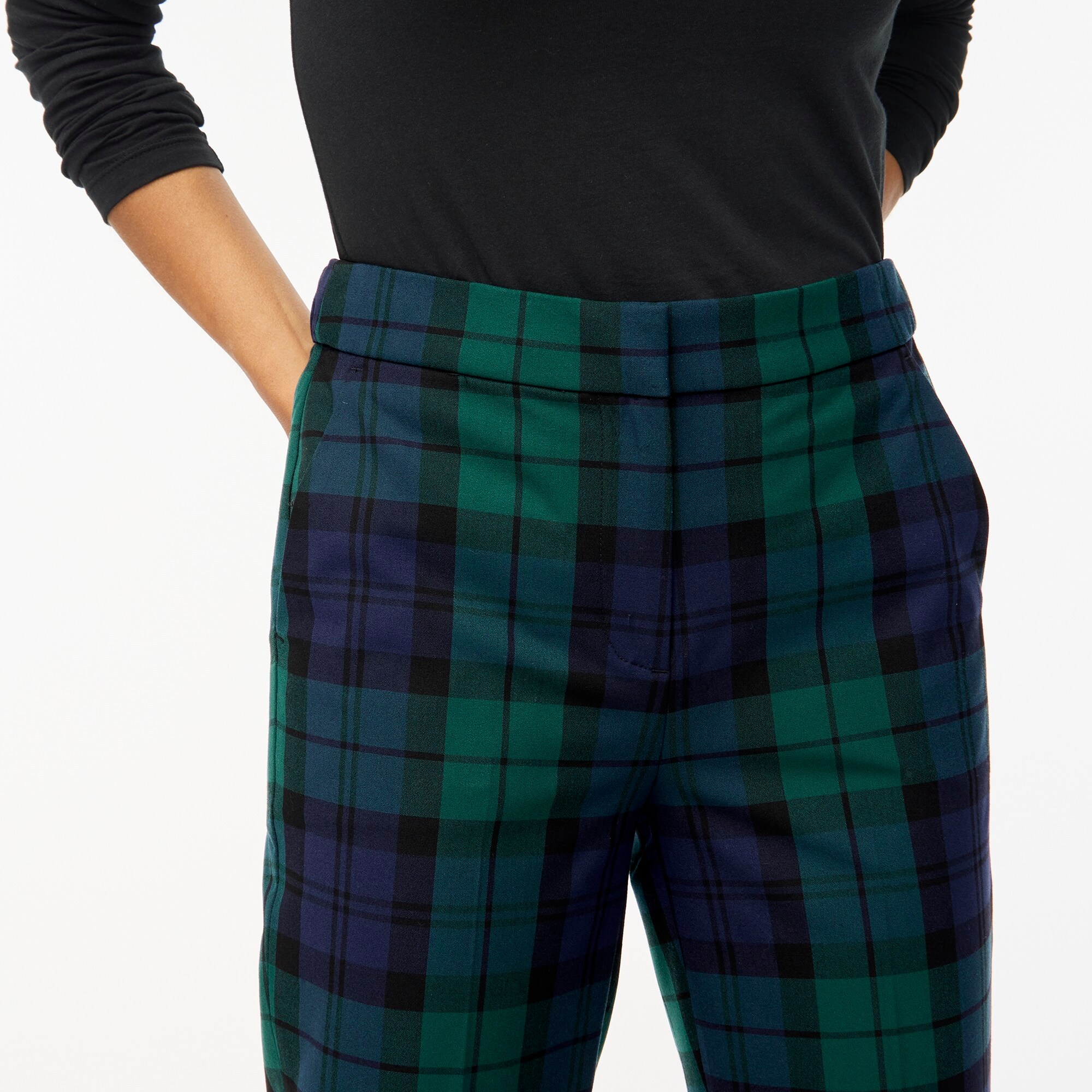 Petite Black Watch plaid Holland pant