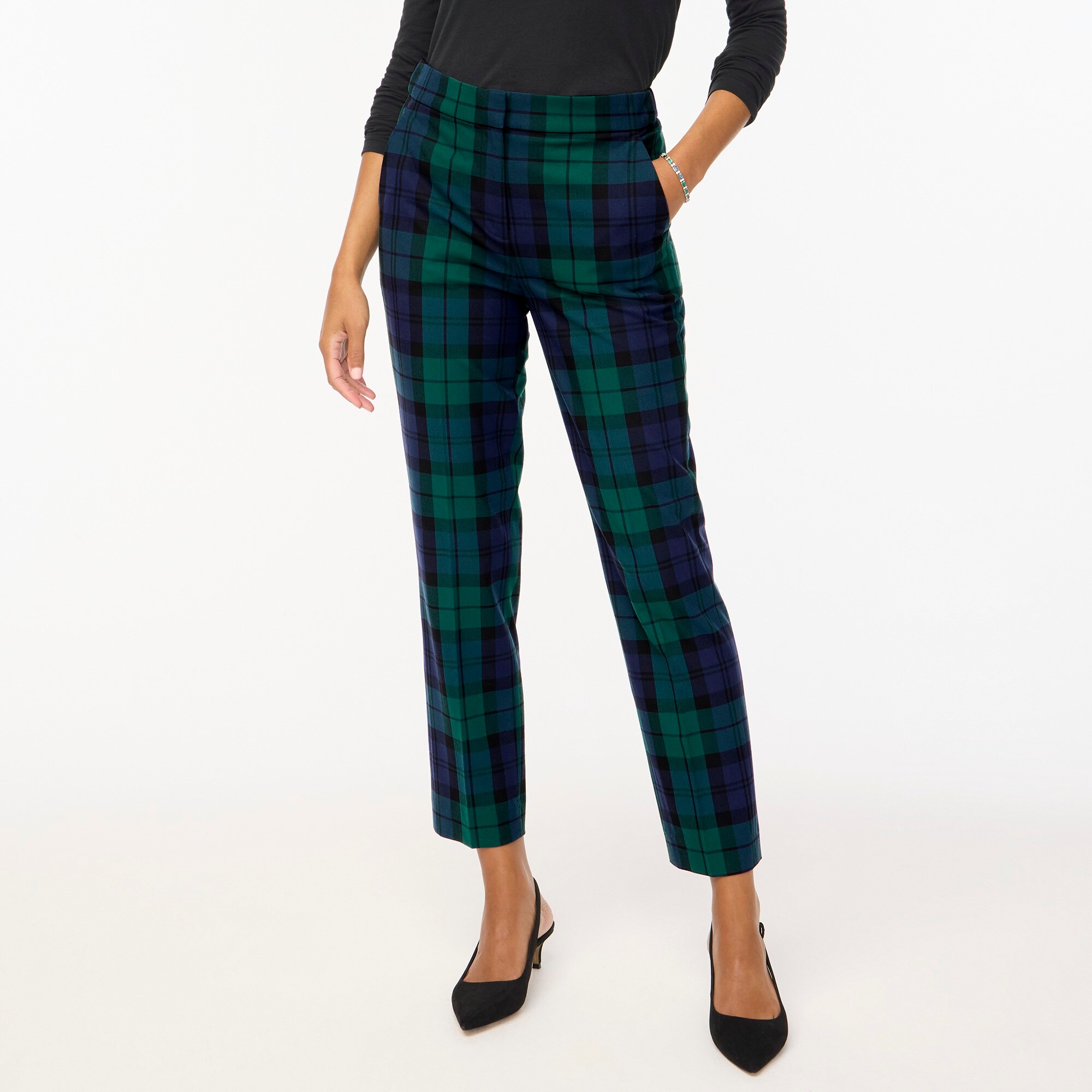 factory: black watch plaid holland pant for women