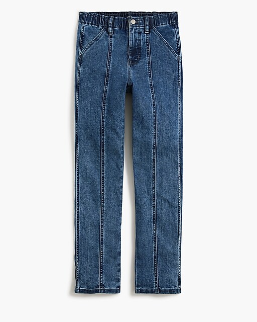 Petite elastic-waist seamed straight jean in signature stretch+