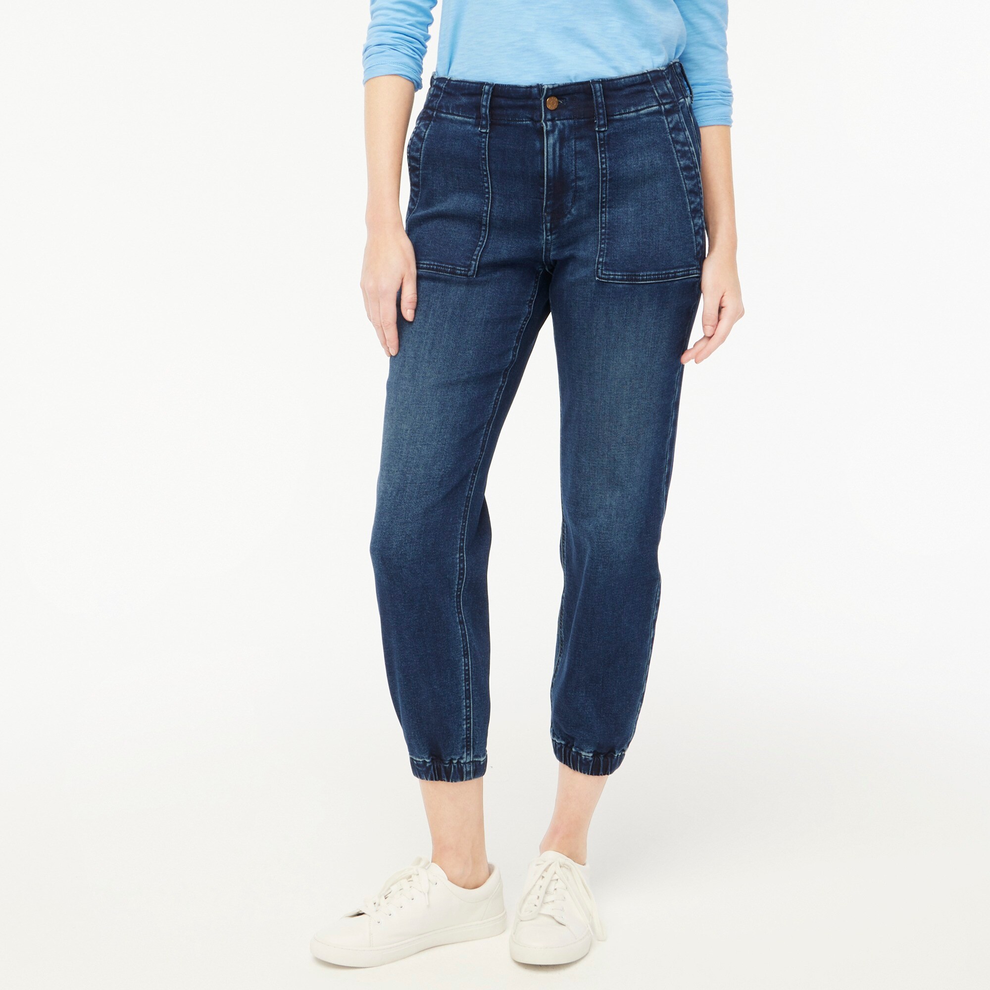 womens Denim utility jogger pant in signature stretch+