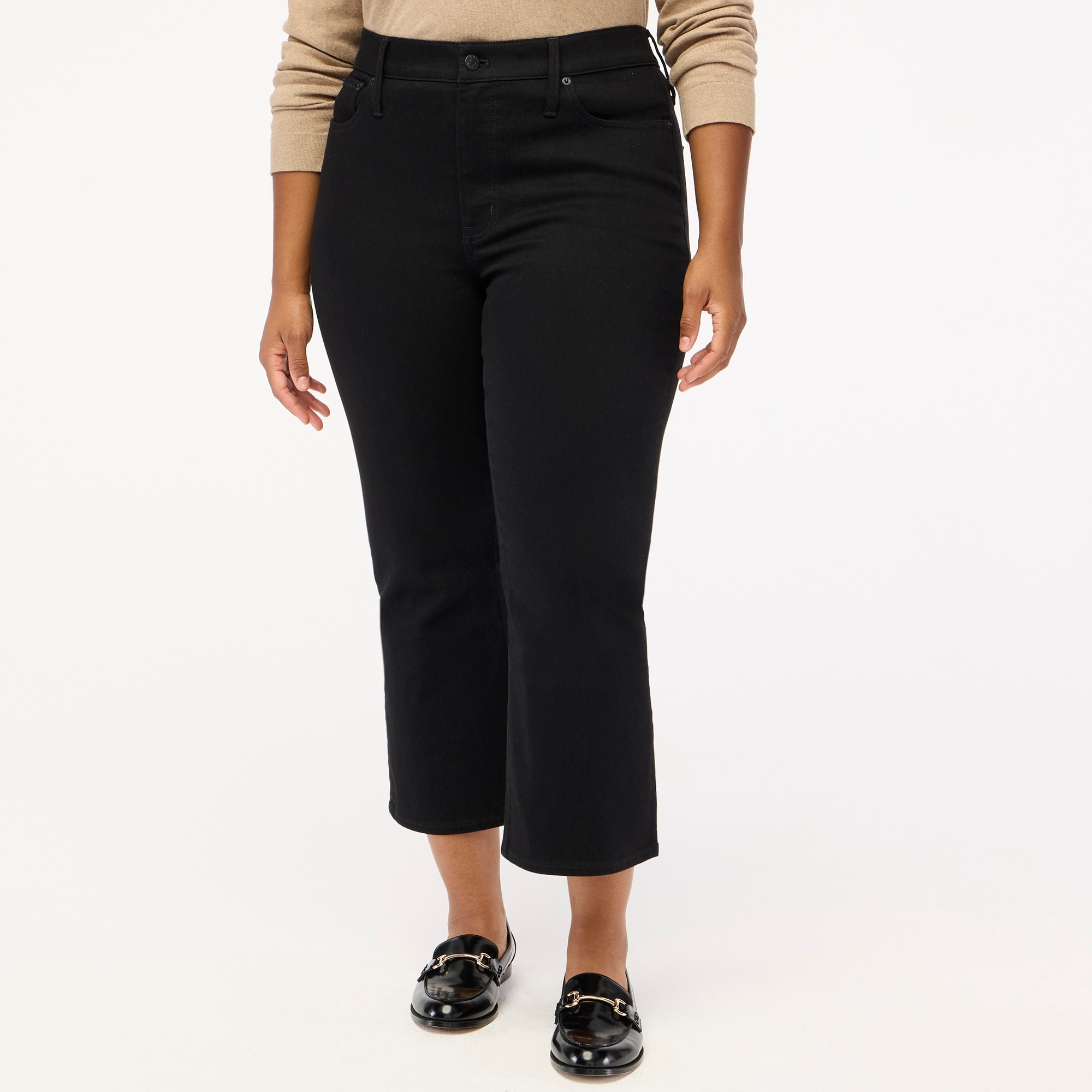 Flare crop black jean in all-day stretch