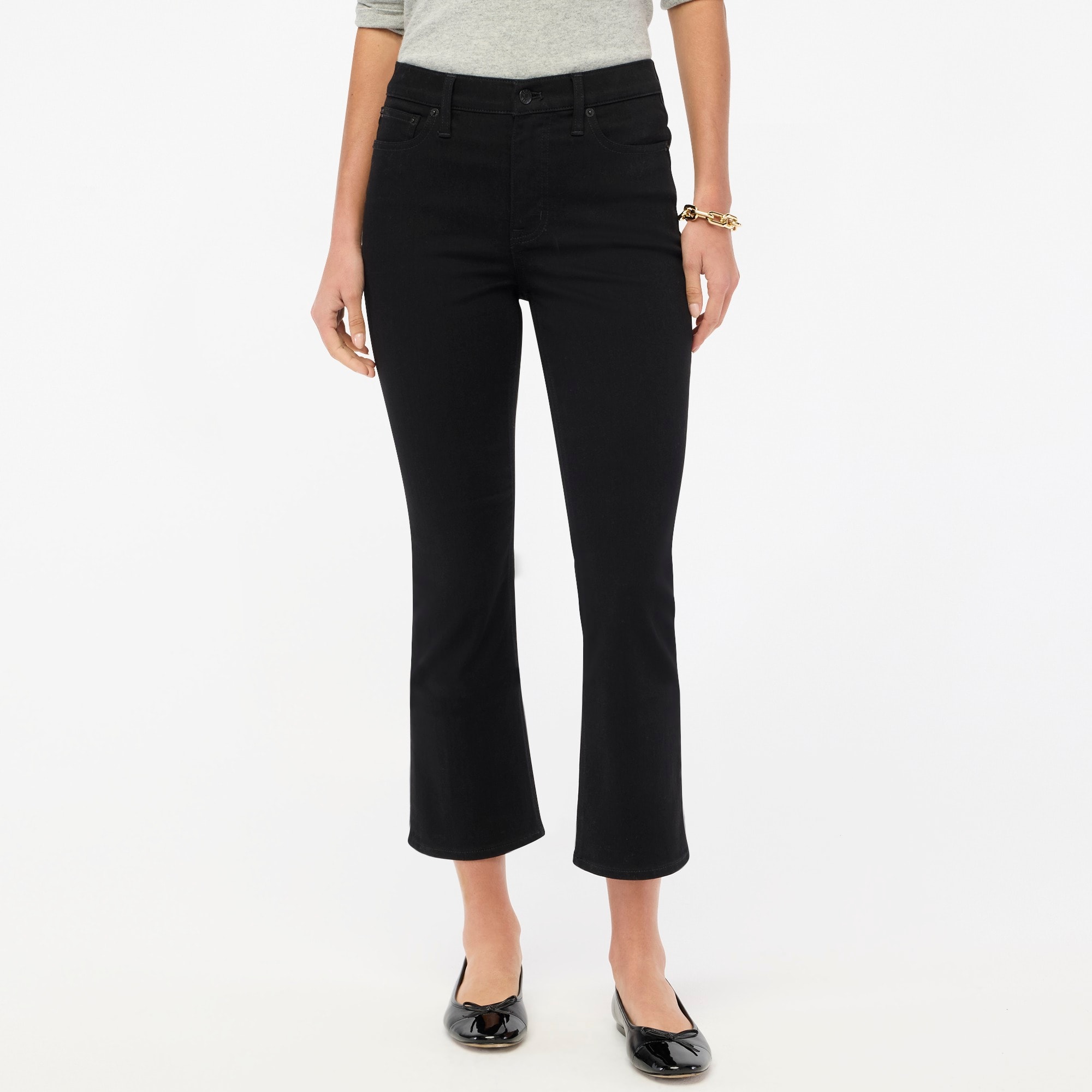 Flare crop black jean in all-day stretch