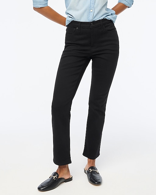 womens Tall flare crop black jean in all-day stretch