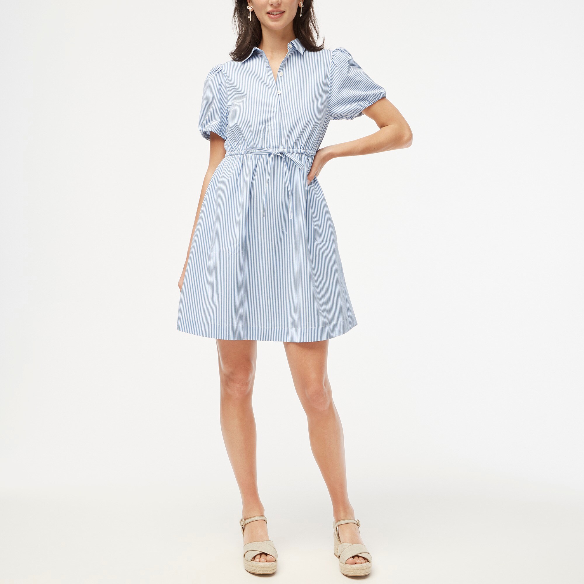 womens Petite short-sleeve collared mini dress