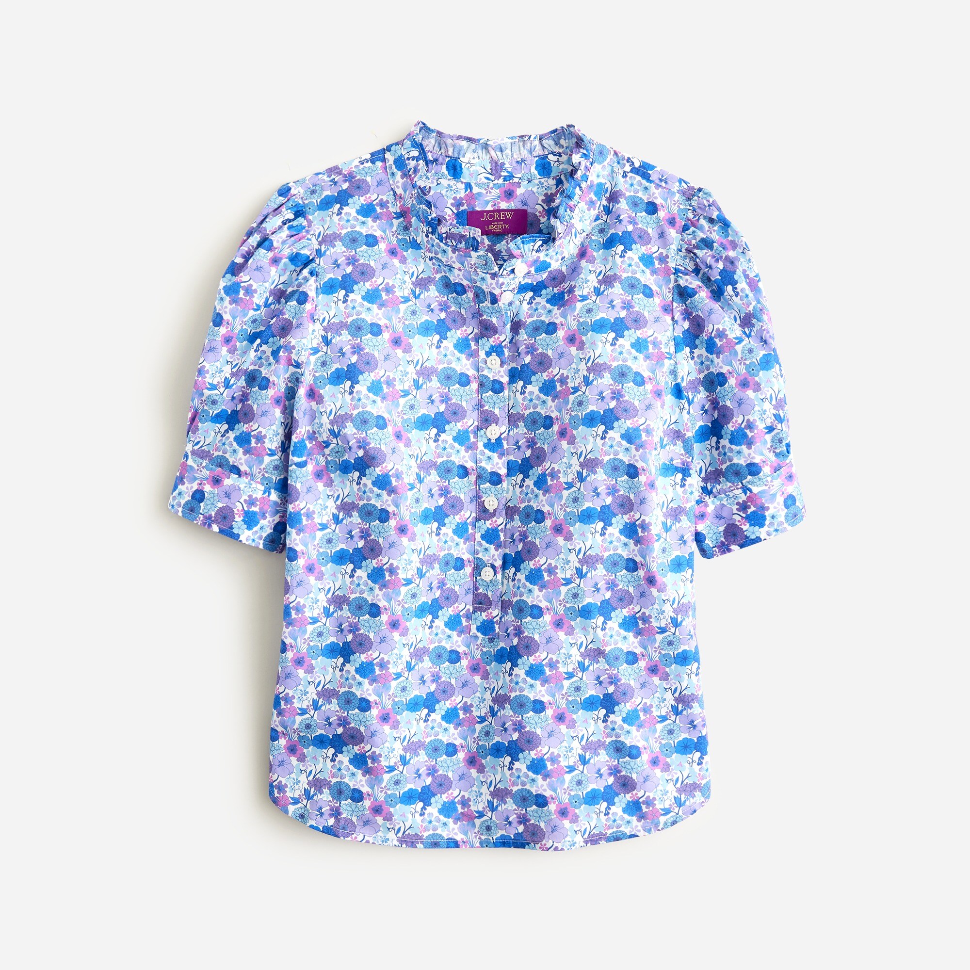 Puff-sleeve button-front shirt in Liberty&reg; Arrow Floral fabric