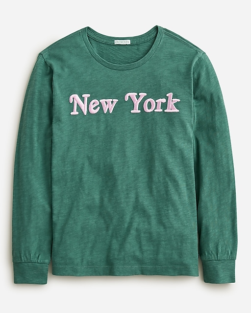  KID by crewcuts garment-dyed &quot;New York&quot; graphic T-shirt with embroidery