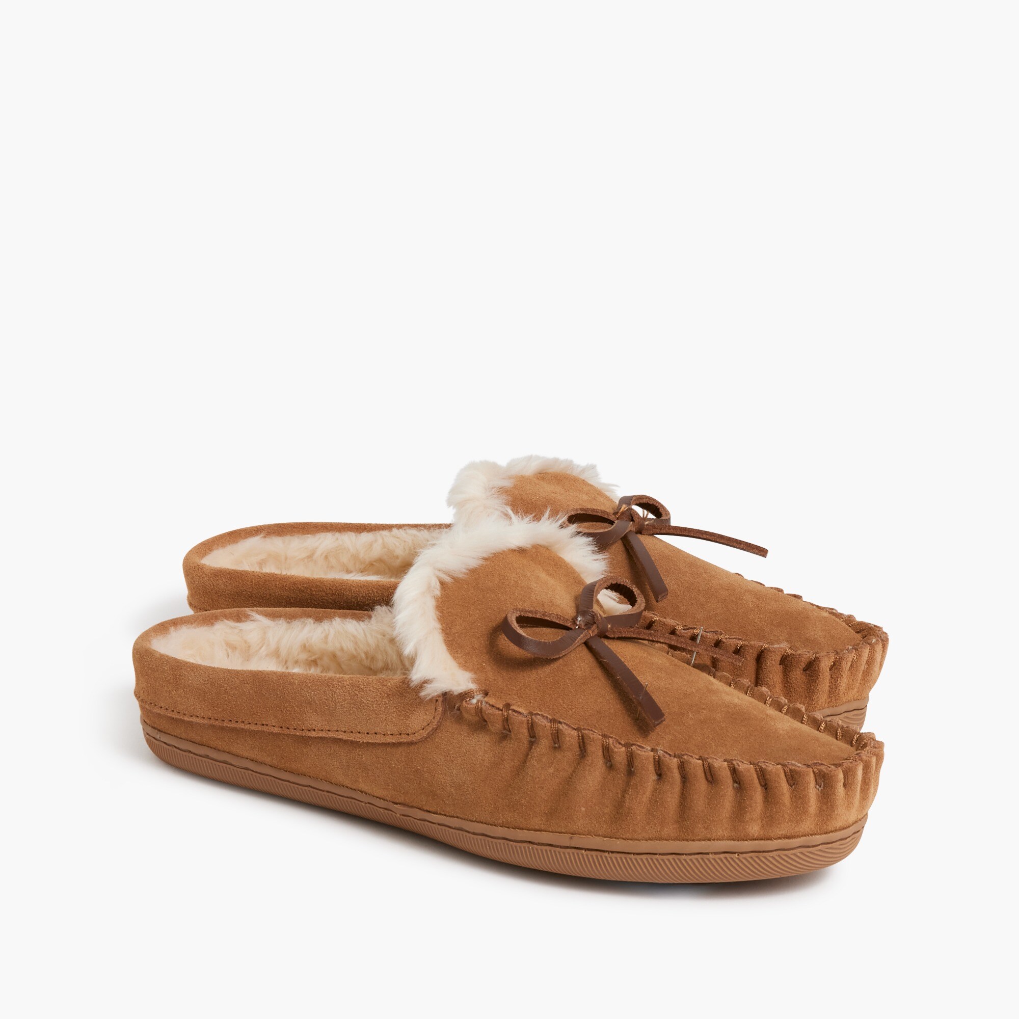slip-on suede shearling slippers for women