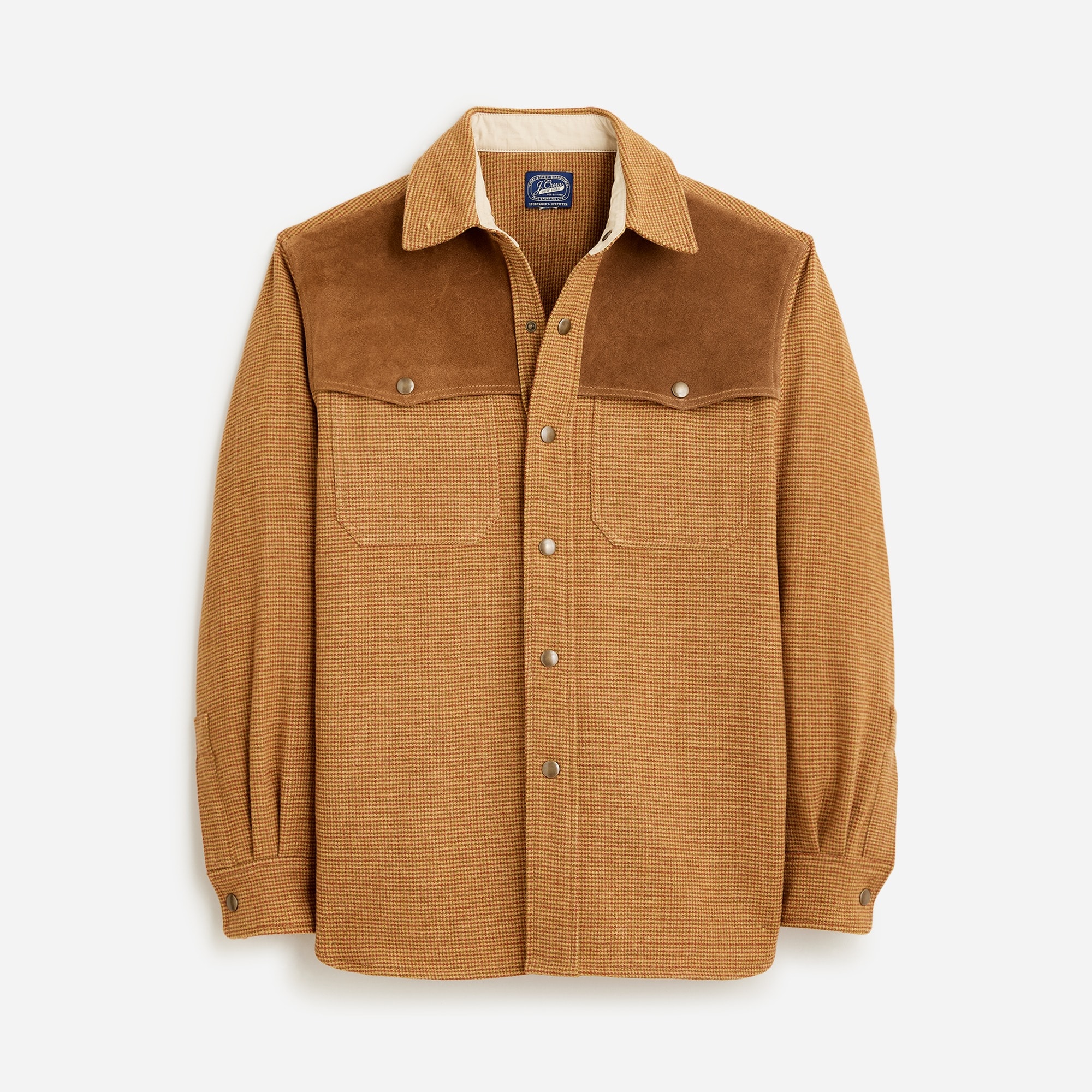 Western overshirt in wool with Italian suede