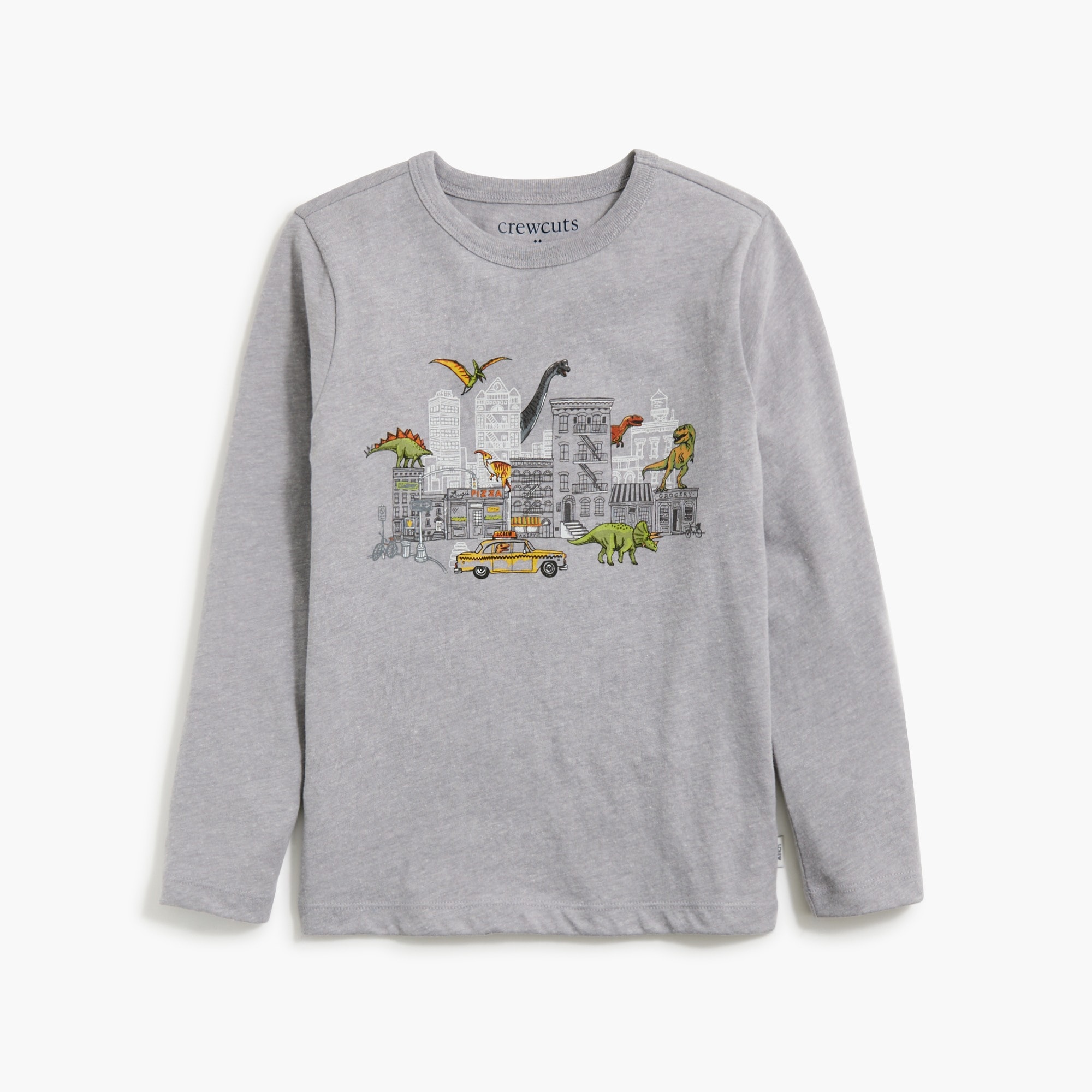 Boys' dinosaur in city graphic tee