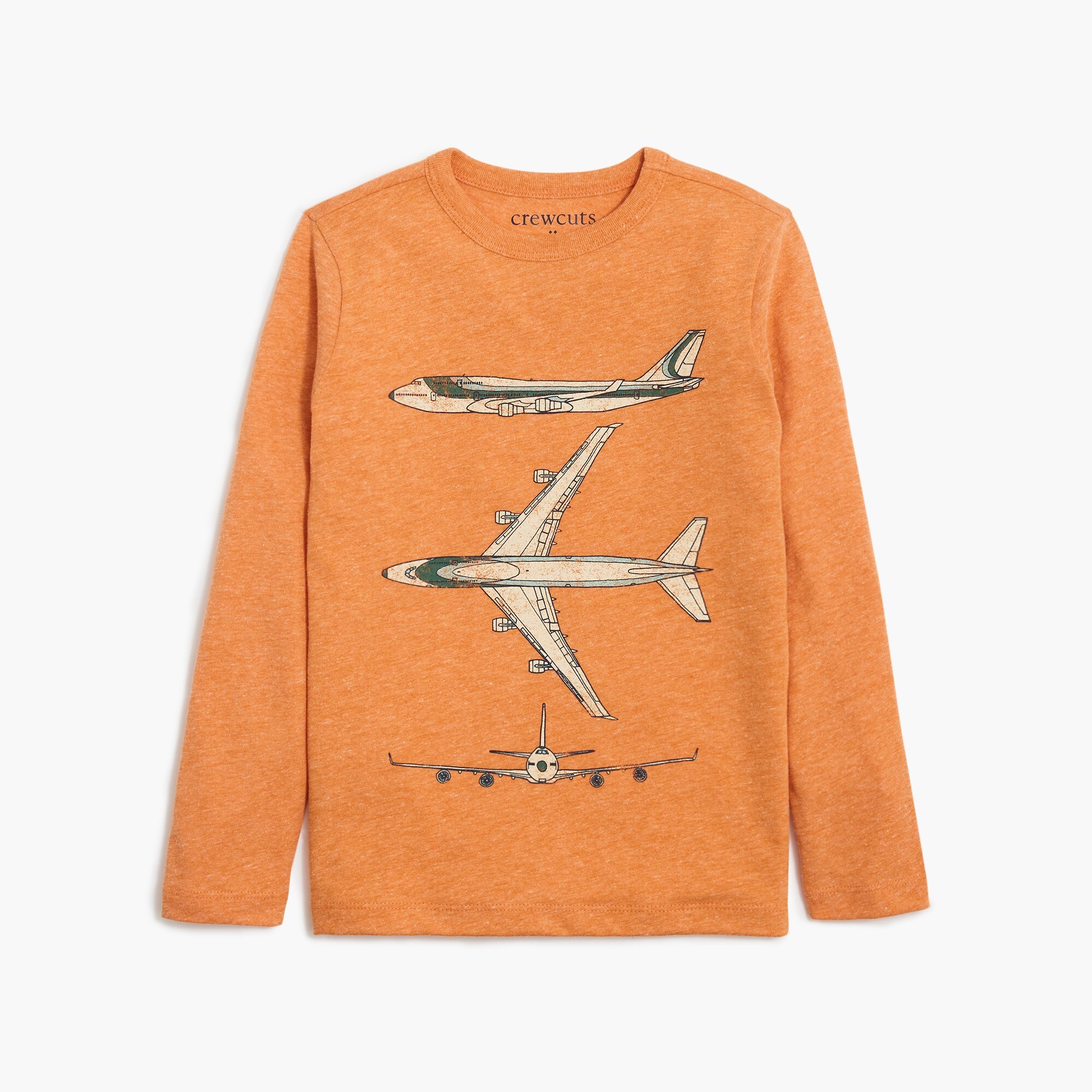 Boys' long-sleeve airplane graphic tee