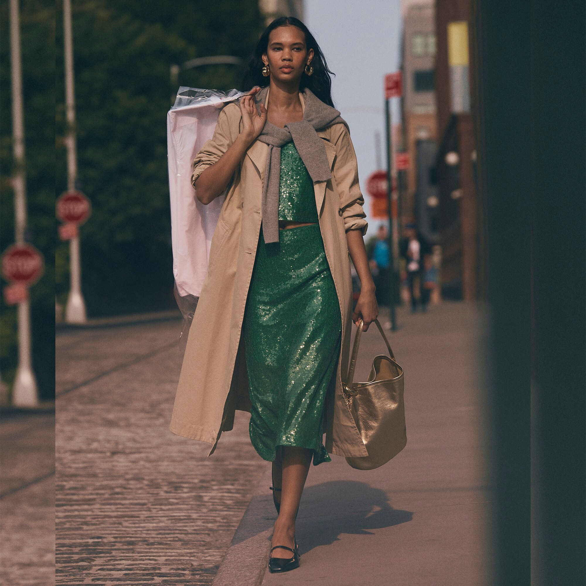 Striped Chino Short Trench Coat