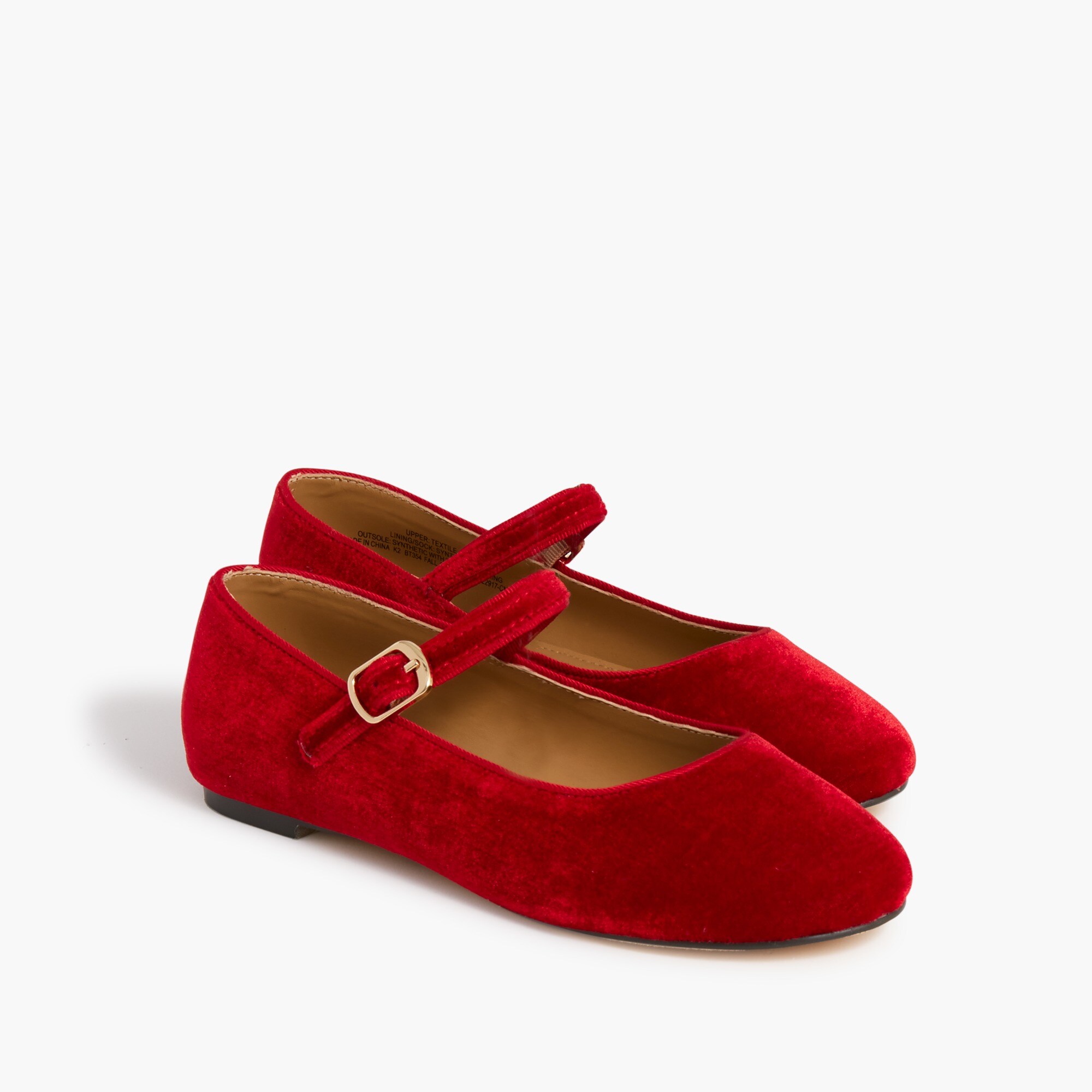 Girls' velvet Mary Jane flats