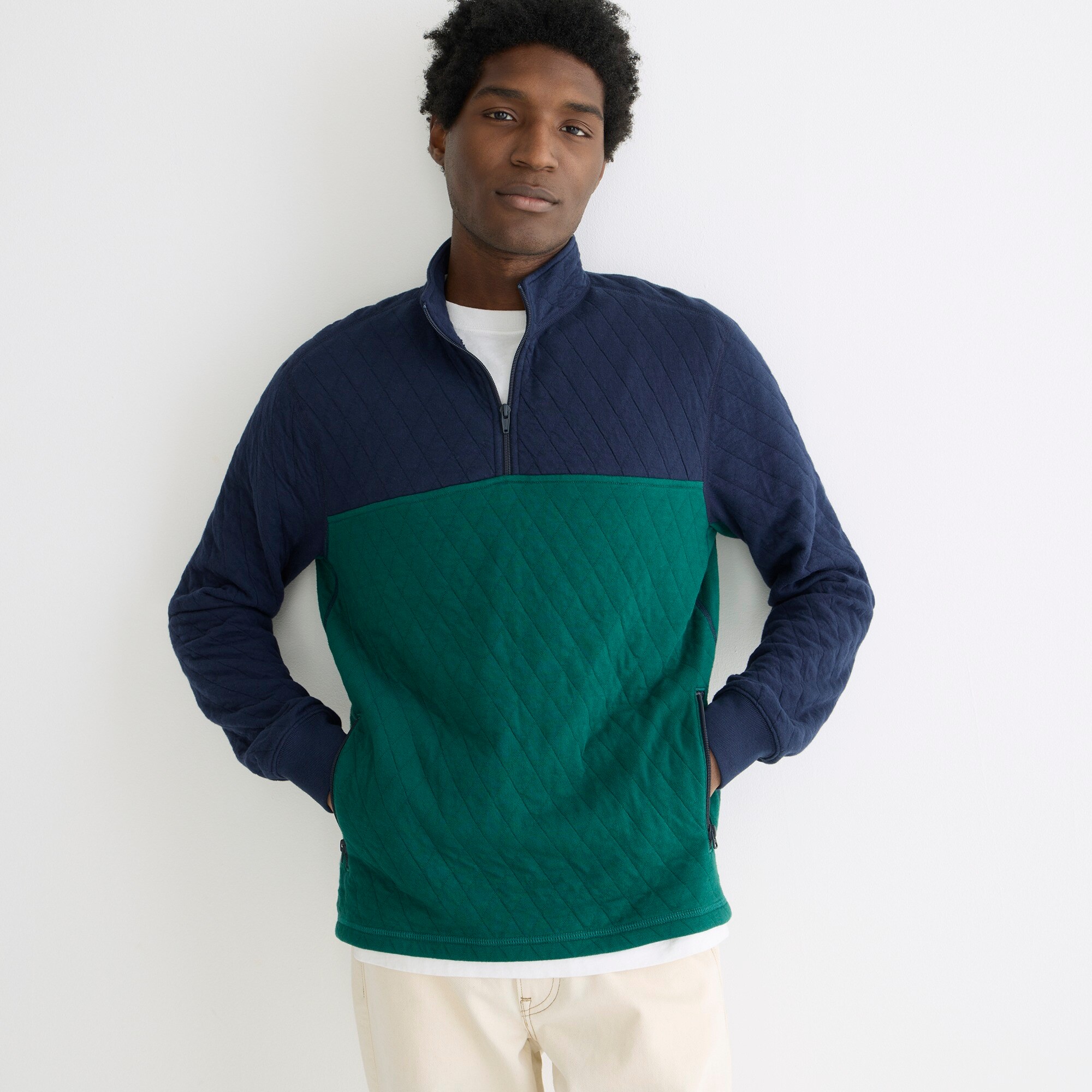 J.Crew Quilted Halfzip Pullover In Colorblock For Men