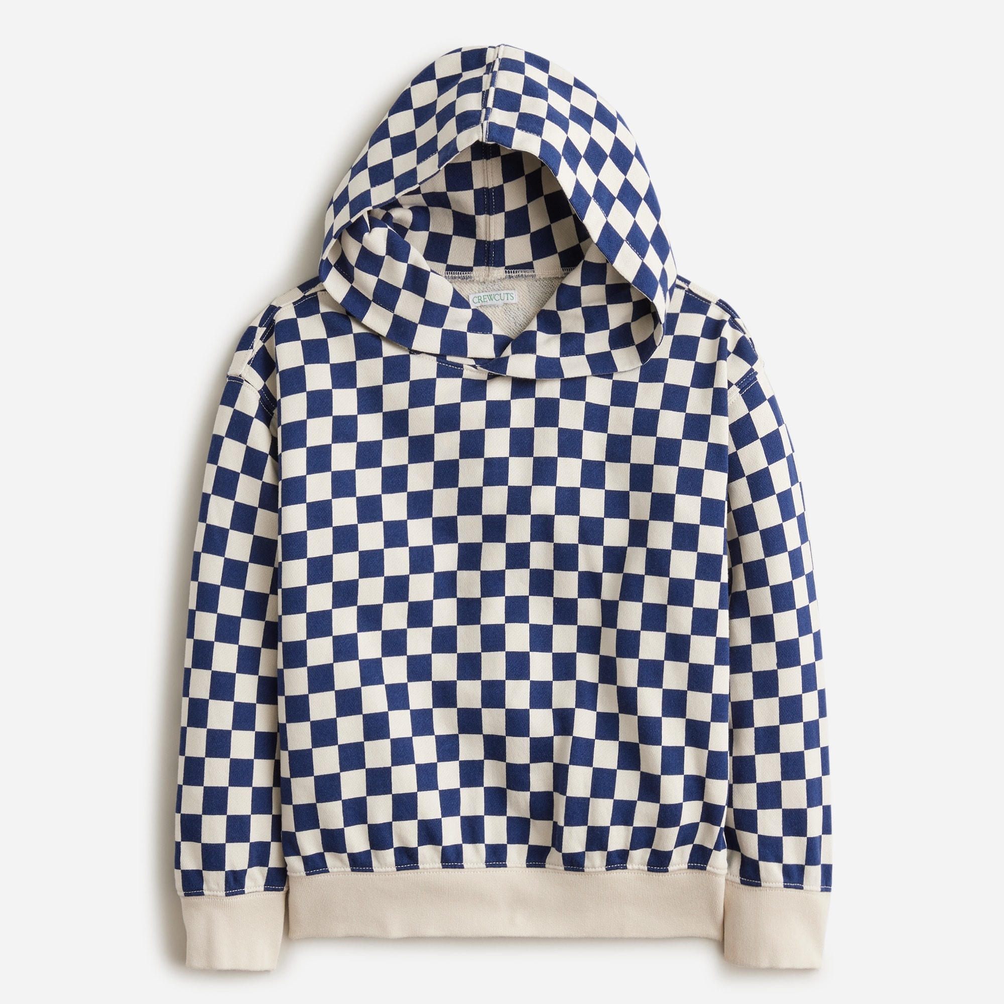  KID by crewcuts garment-dyed hoodie in checkerboard print