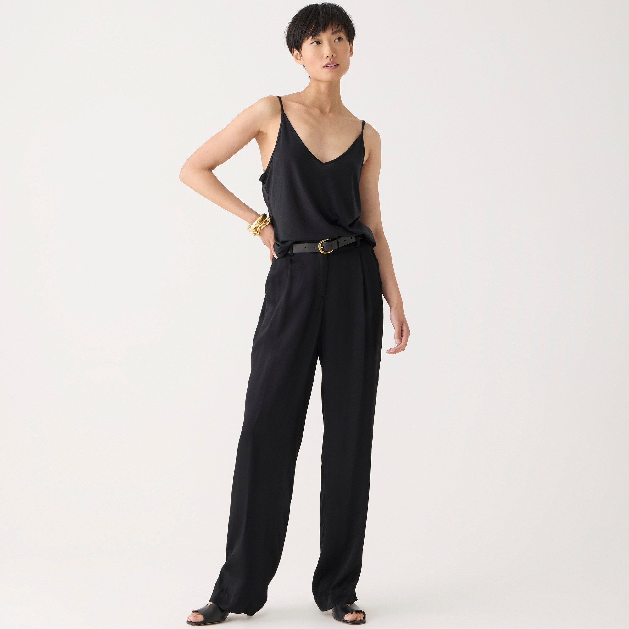 Straight-leg essential pant in luster crepe