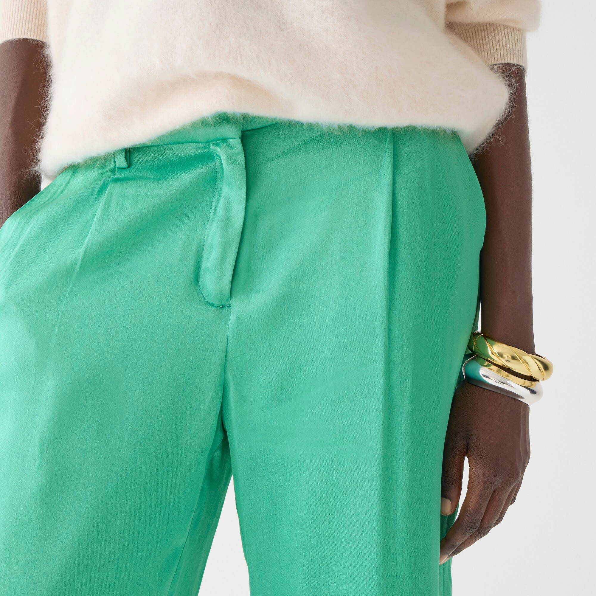 Straight-leg essential pant in luster crepe