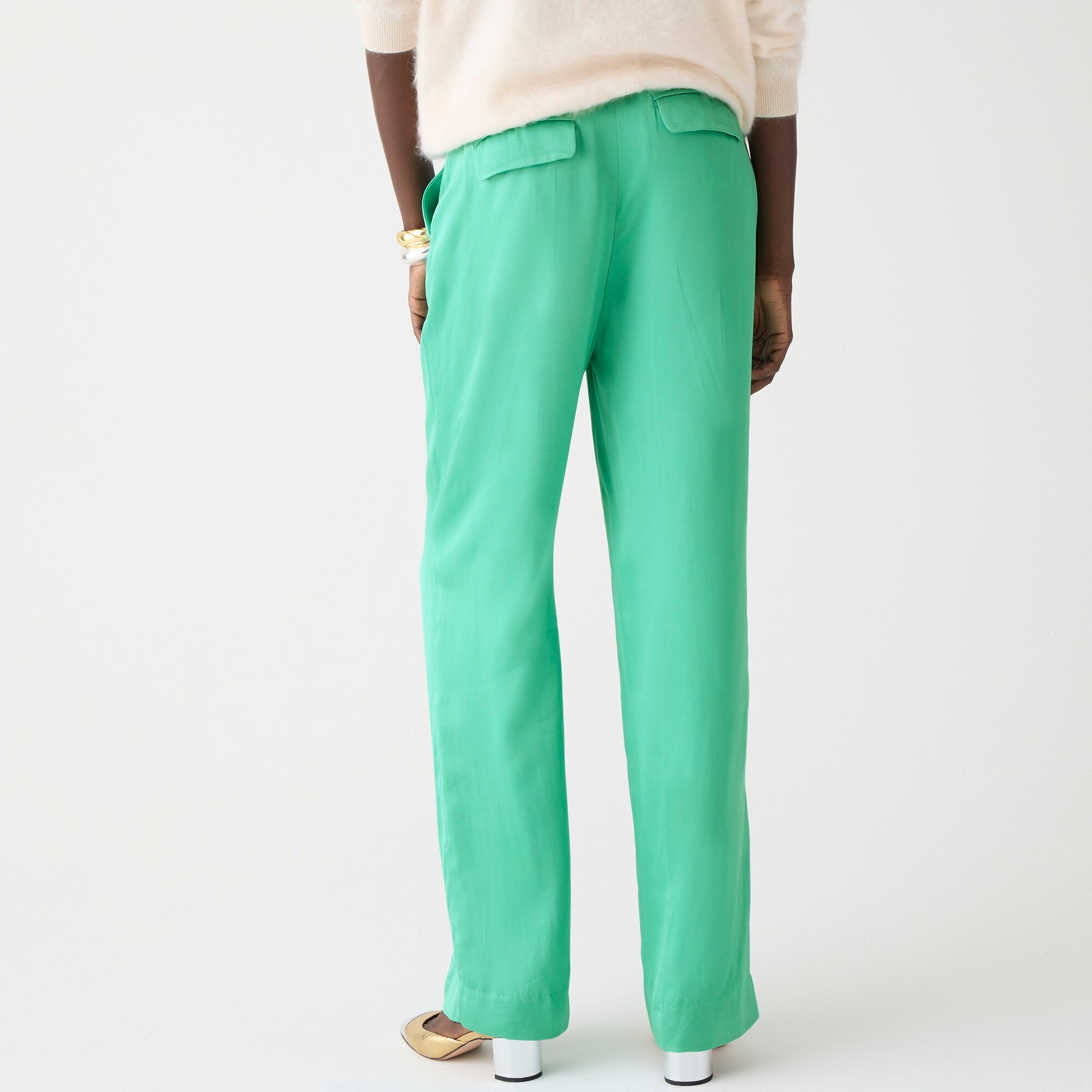 Straight-leg essential pant in luster crepe