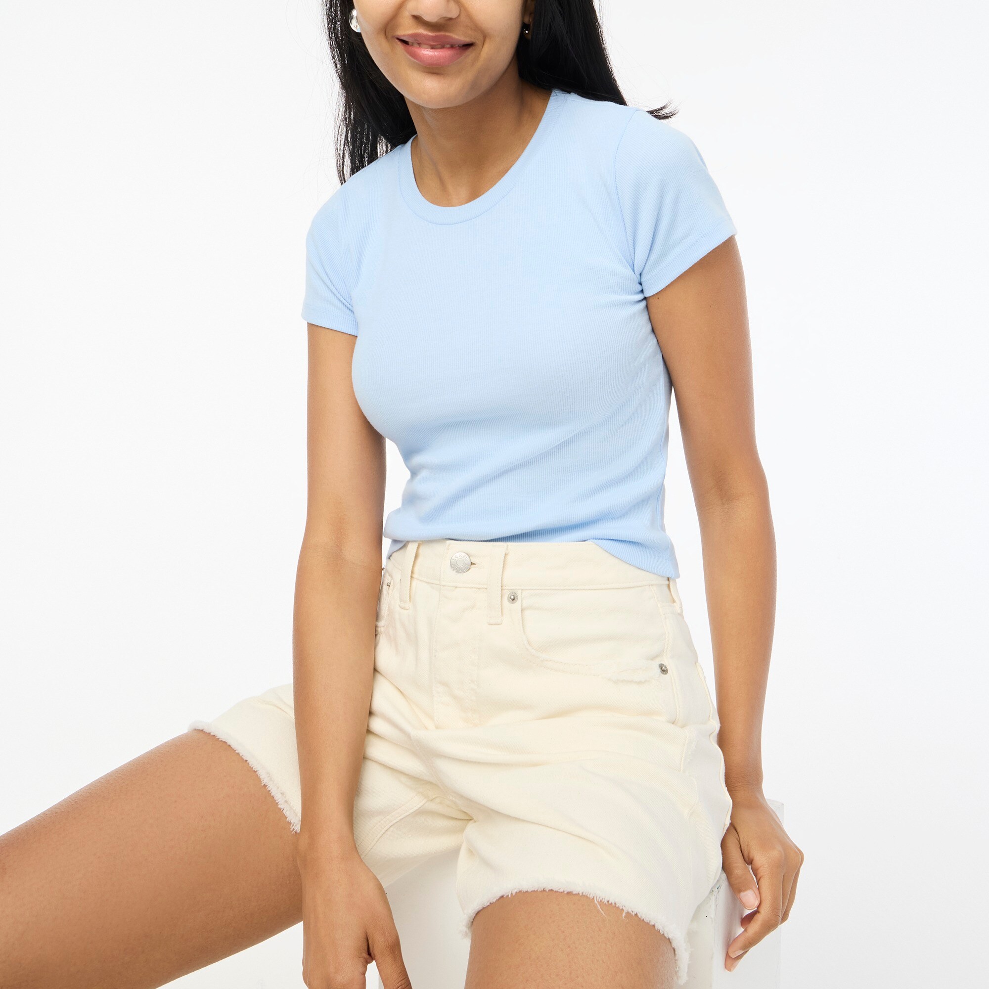 factory: crewneck cropped ribbed tee for women
