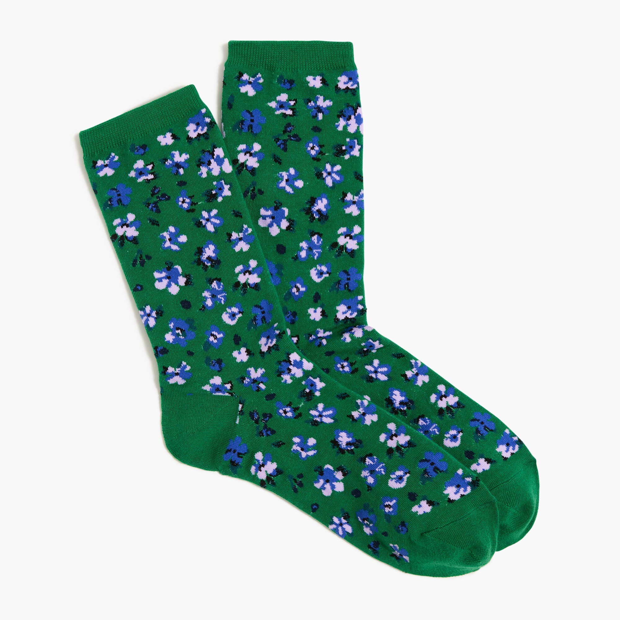 Green floral trouser socks