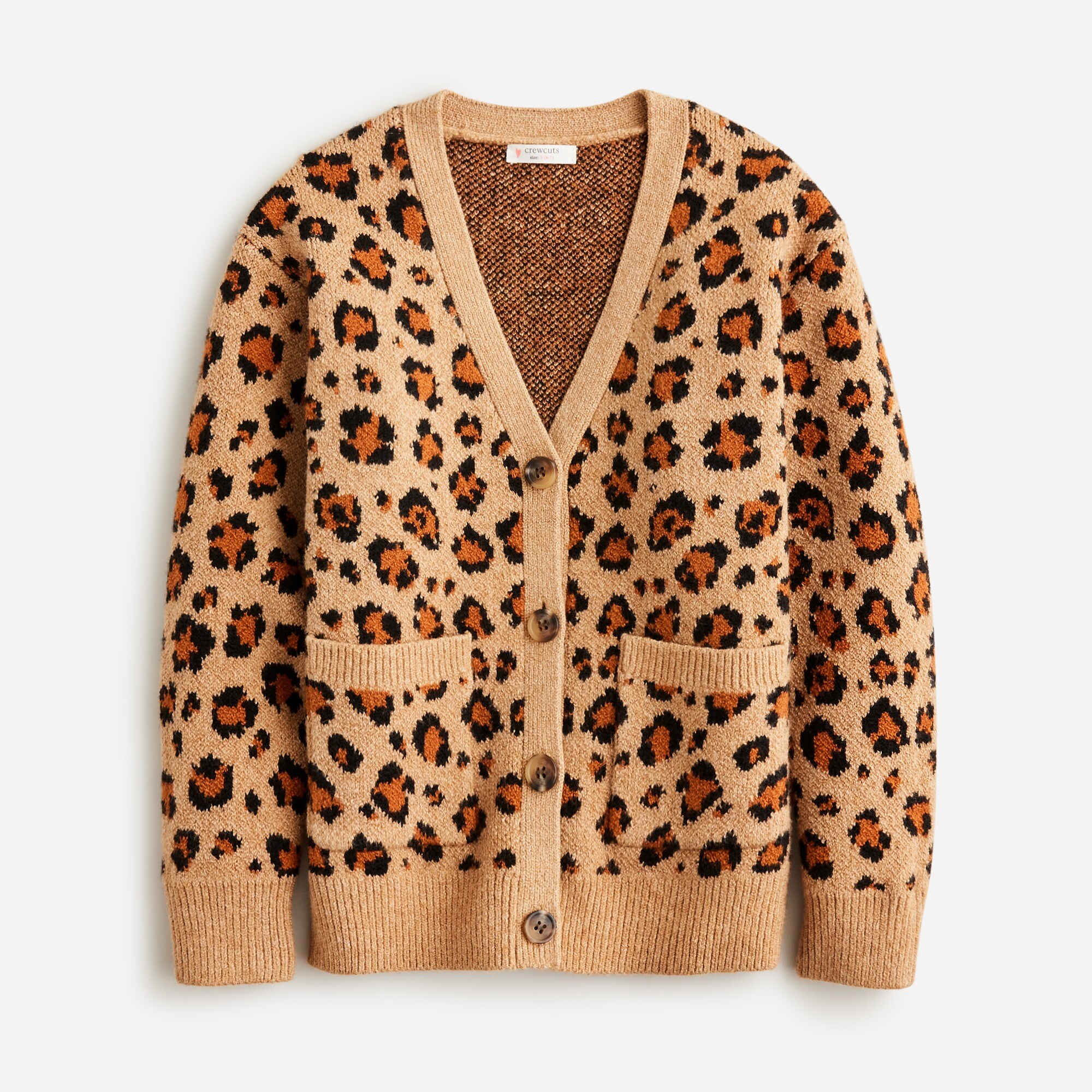 girls Girls' V-neck cardigan sweater in leopard