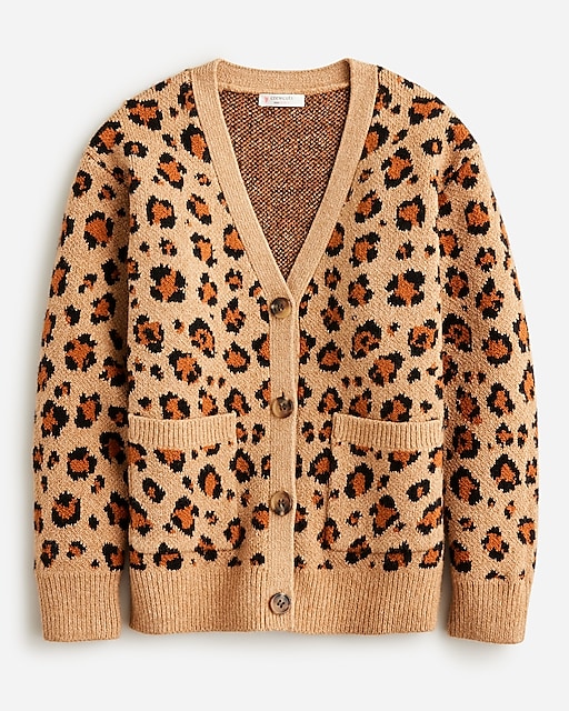 girls Girls' V-neck cardigan sweater in leopard