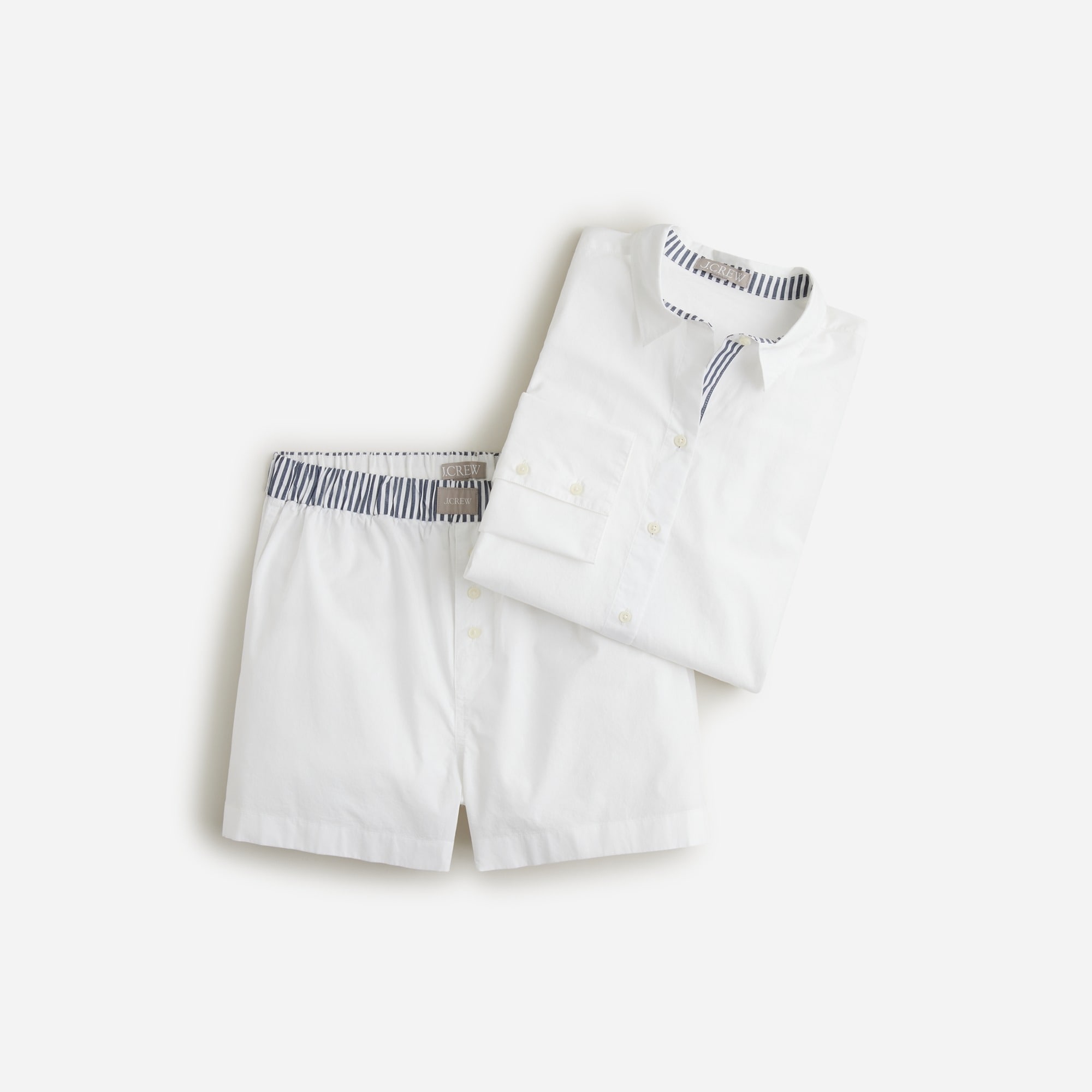 J.Crew Longsleeve Cotton Poplin Boxer Short Set For Women