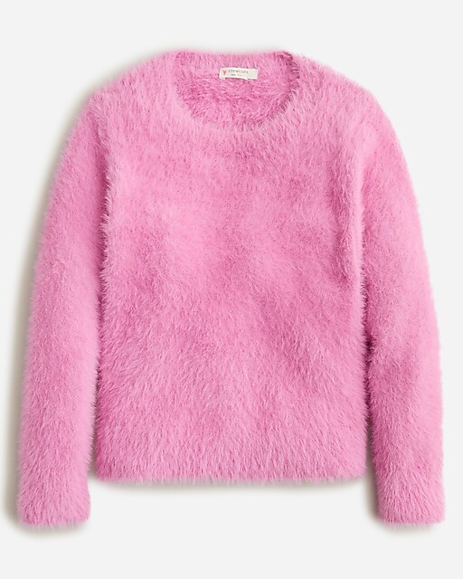  Girls' fuzzy crewneck sweater